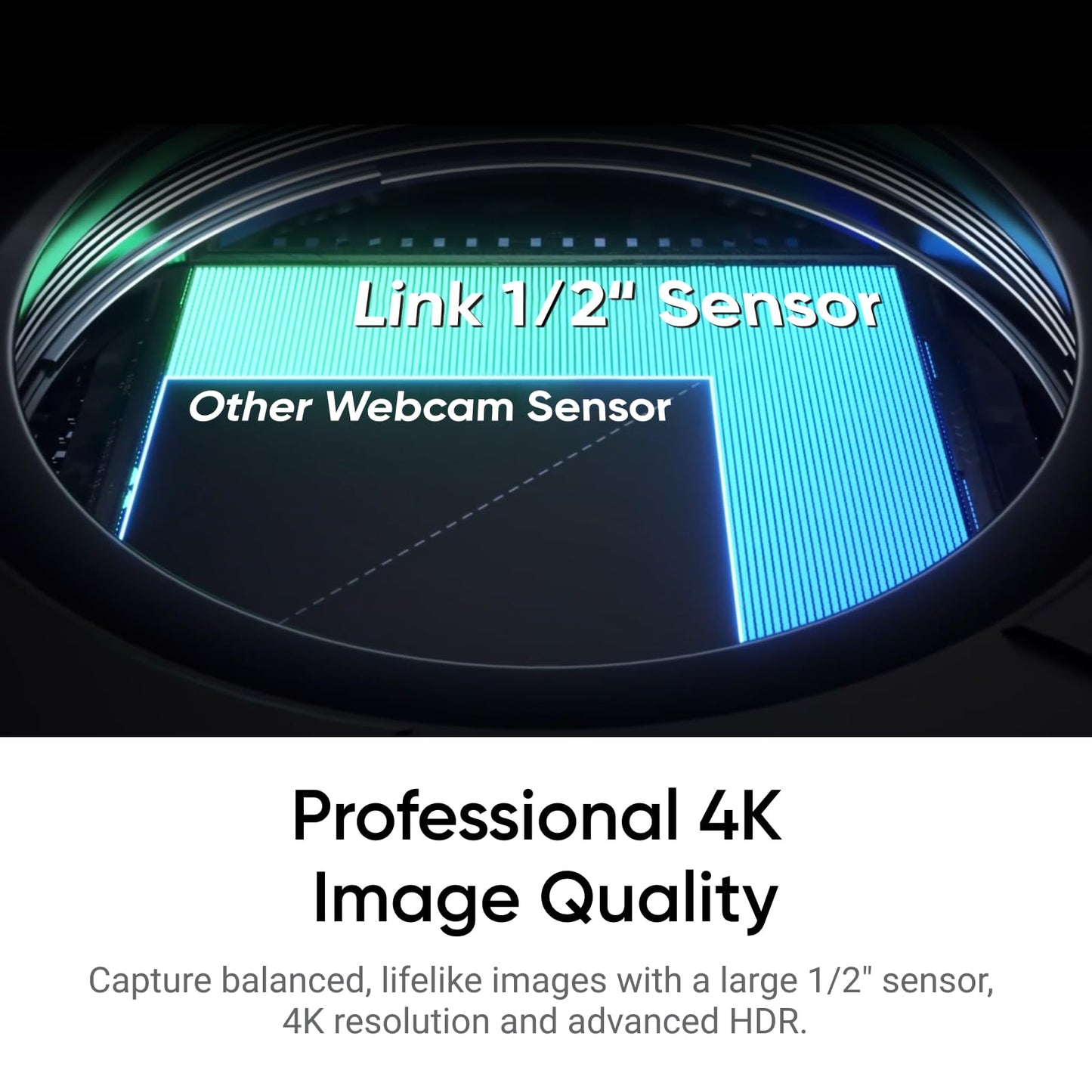 Insta360 Link 2C - 4K Webcam for PC/Mac, Streaming Computer Camera with Auto Framing, 1/2" Sensor, HDR, AI Noise-Canceling Mic, Gesture Control, Webcam for Desktop Video Calls, Zoom, Teams, Twitch