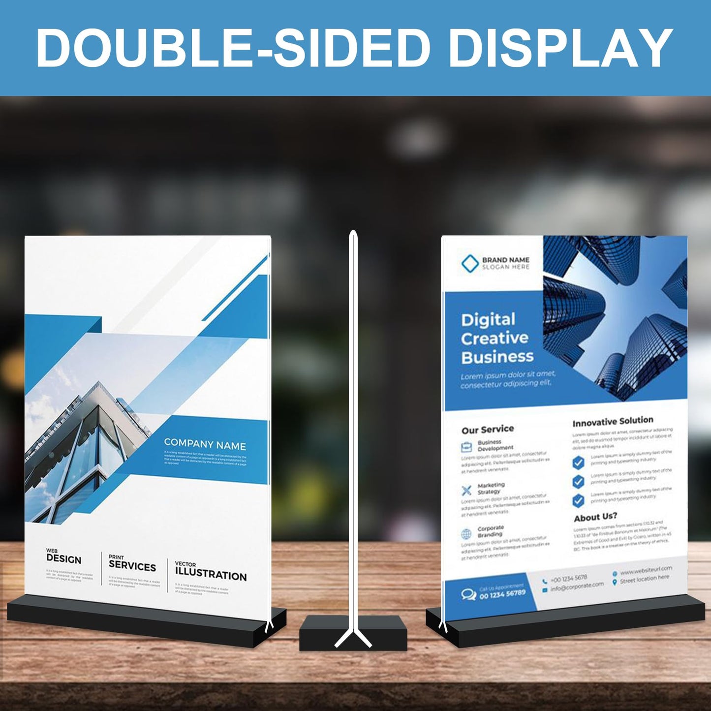 Seencool 8.5x11 Acrylic Sign Holder Vertical Double-sided Tabletop Sign Holder with Black Base, Plastic Picture Frame Paper Holder, Clear Menu Display Stand for Office Restaurant Store Home 4 pack
