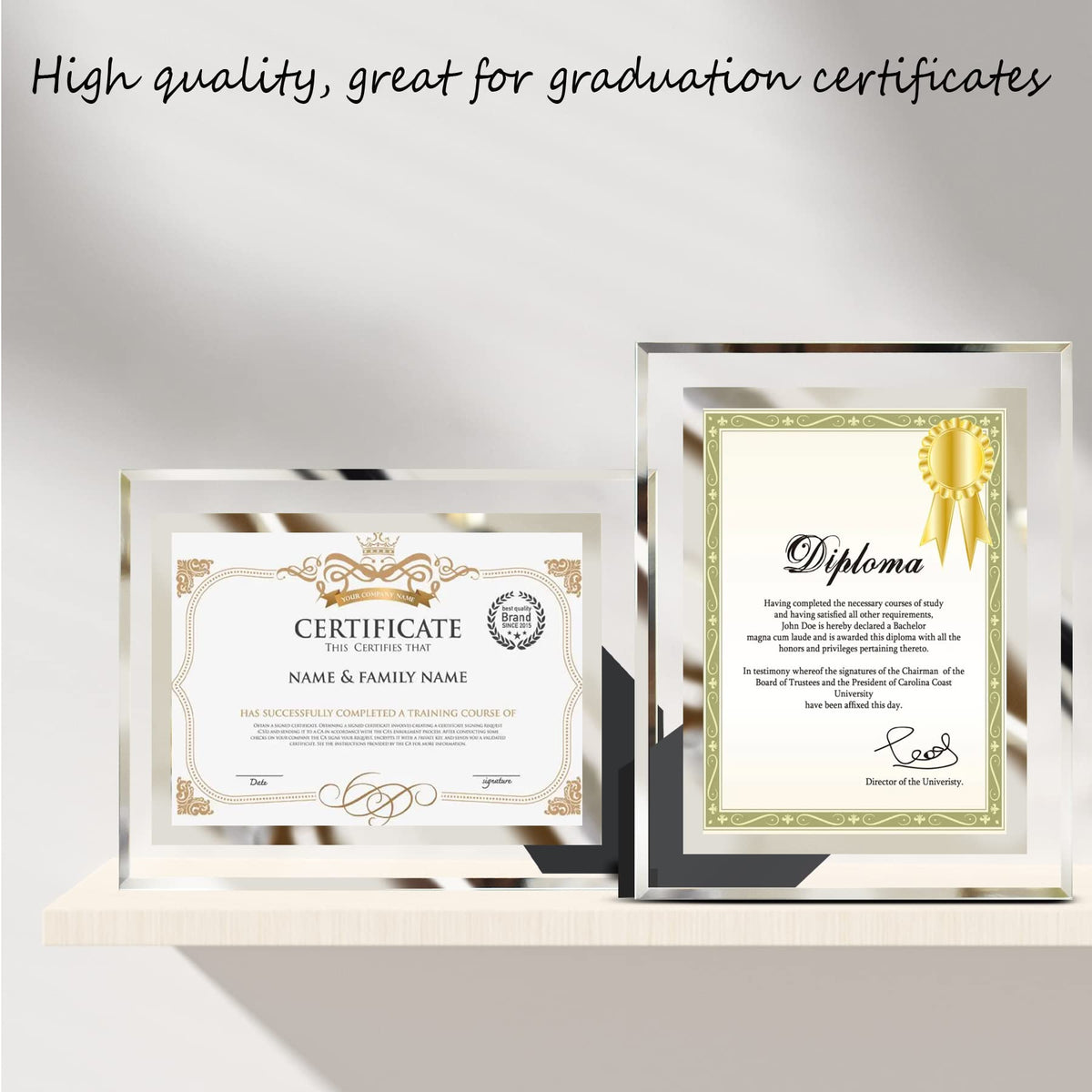 LUCKYLIFE 8.5x11 Picture Frame Glass Certificate Document Frame for Tabletop Display, 1 Pack