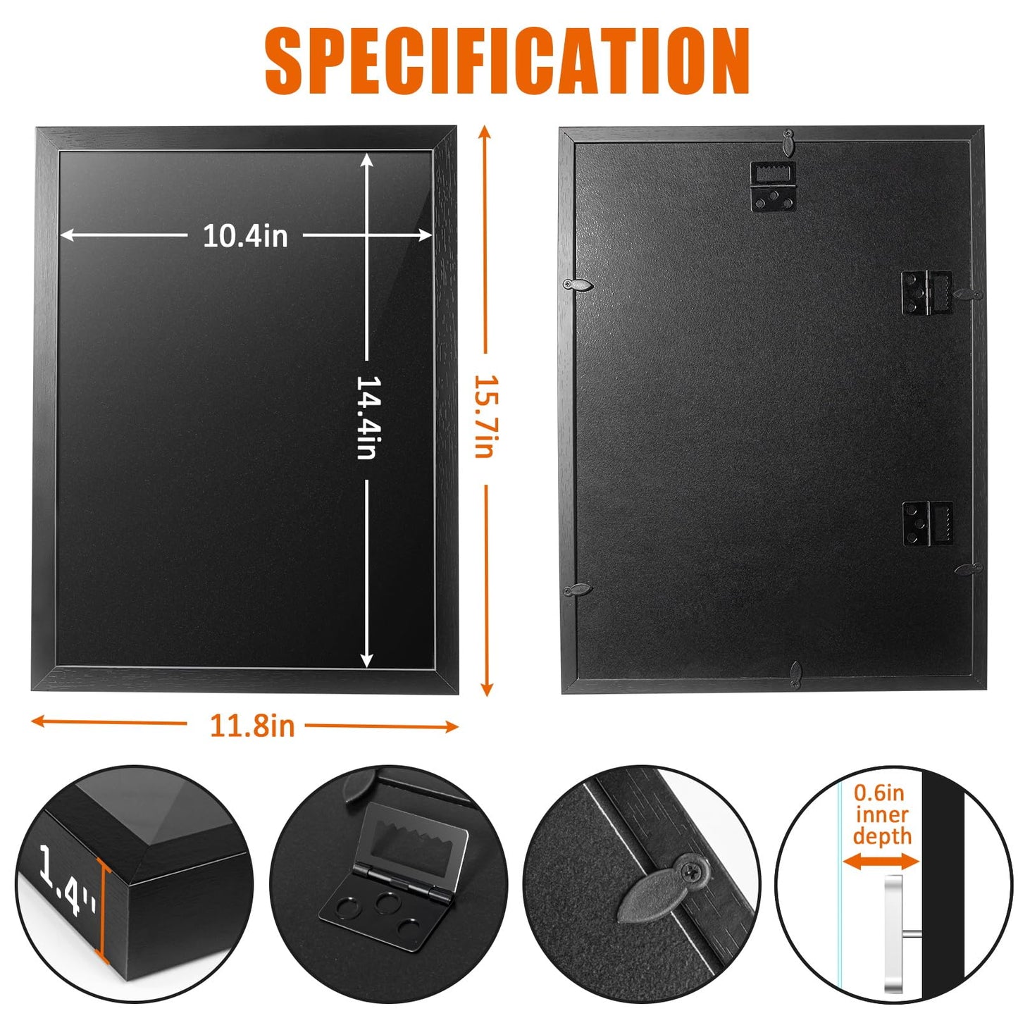 tutata 12x16 Pin Display Case, Enamel Pin Display Frame, Pin Collection Display, Shadow Box for Wall Display, Black