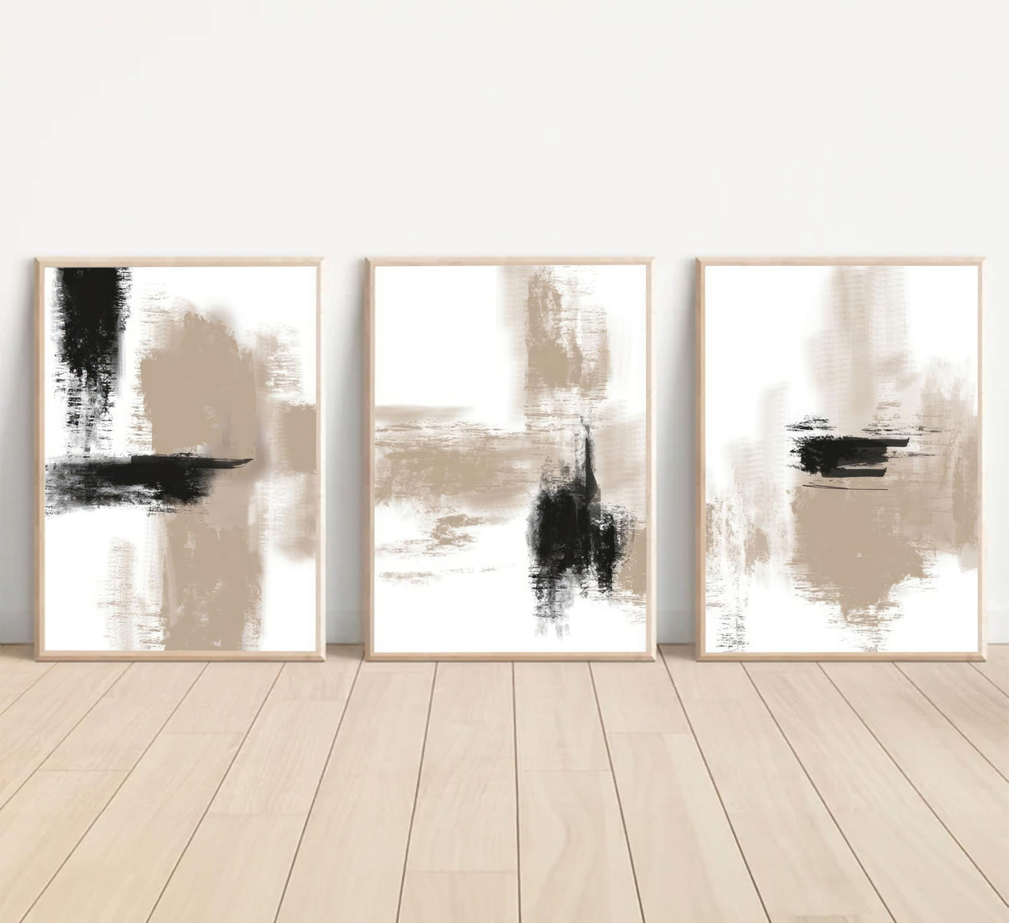 3Pcs Neutral Abstract Wall Art Black Beige Picture Wall Decor Modern Minimalist Aesthetic Canvas Poster Prints Elegant Living Room Artwork Painting Home Decoration for Bedroom Office 12x16in Unframed