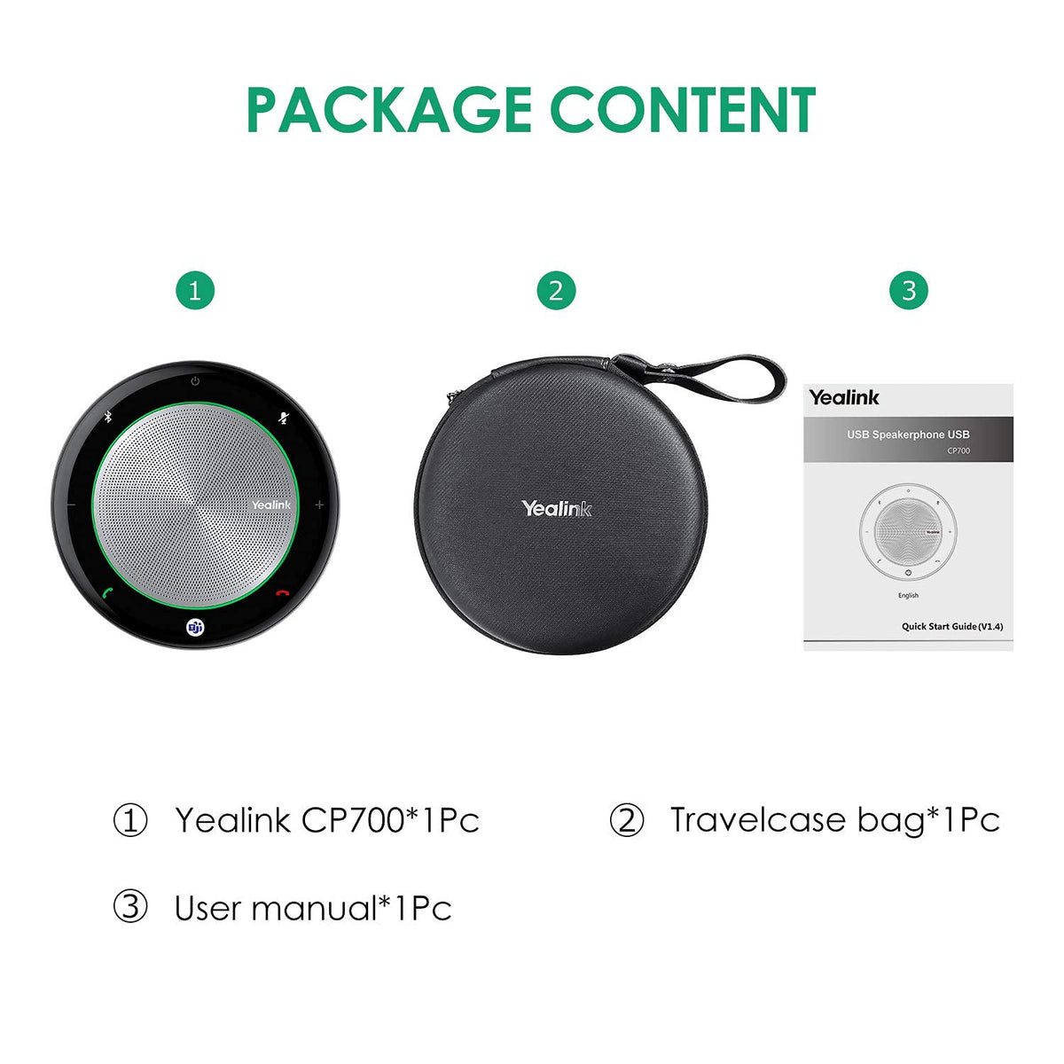 Yealink Bluetooth Speakerphone Conference Microphone Teams Certified CP700 USB Full Duplex Noise Reduction Algorithm Home Office 360° Voice Pickup (Package Without dongle)