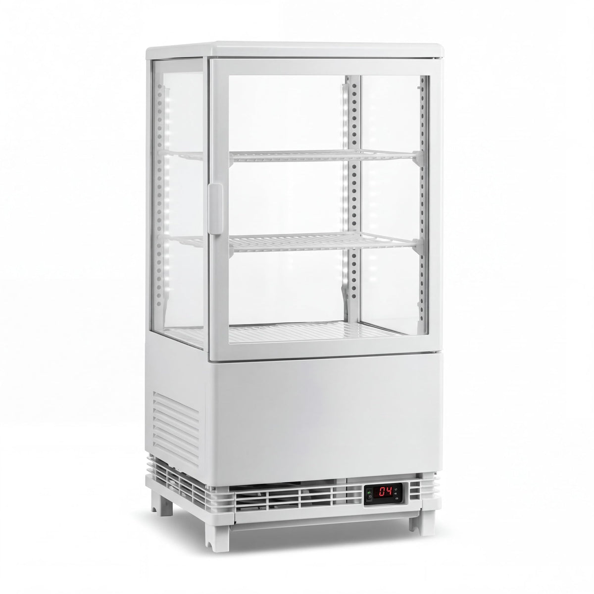Countertop Display Refrigerator 2.0 Cu.ft, LED Light, Air-Cooling, Sliding Door, Adjustable Shelves, Automatic Defrost, Commercial Mini Fridge for Bakery, Cafe, Restaurant, White
