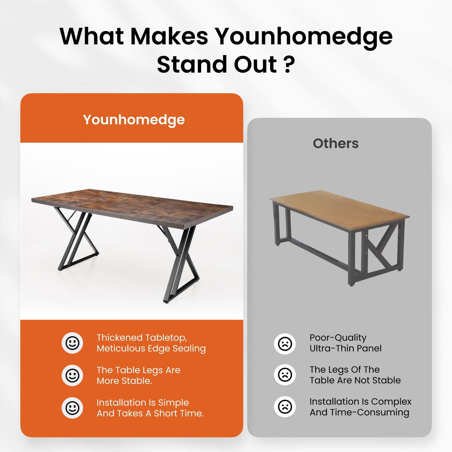 Younhomedge 70.9Inch Office Desk, Executive Office Desk，Modern Industrial Style, Z-Shaped Table Legs, Country Black Wood Grain Top, for Home Office, Study, Conference (Iron Wood)