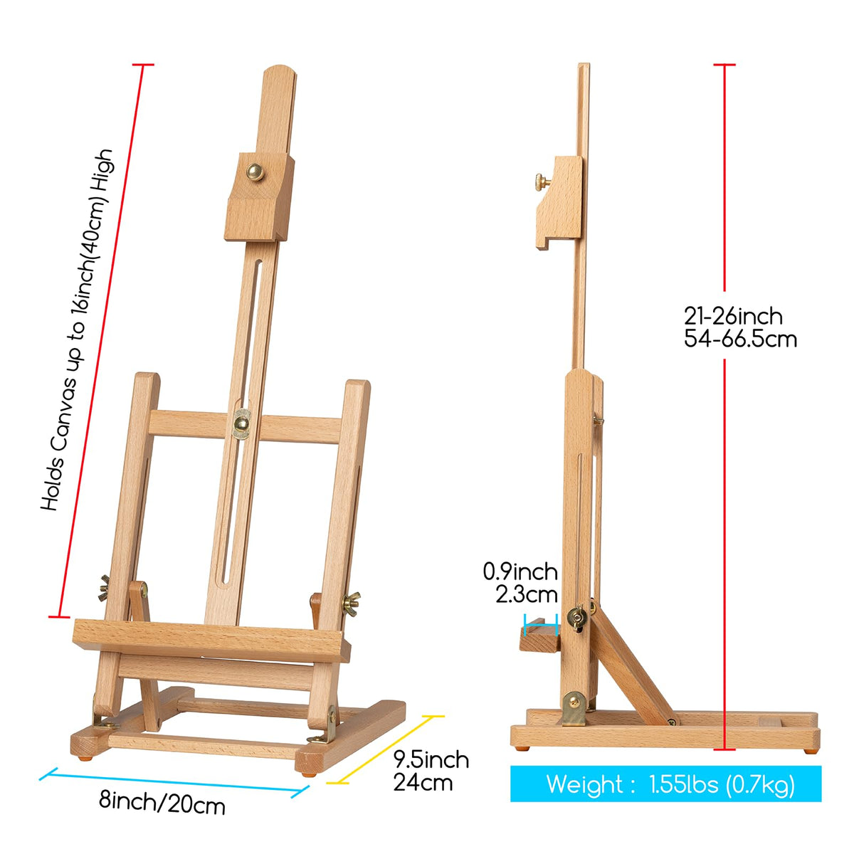 MEEDEN Tabletop Easel for Painting H-Frame, Adjustable Painting & Display Table Top Easel Stand, Hold Canvas up to 16", Sturdy Beech Wood Table Art Easel for Adults, Kids, Beginners