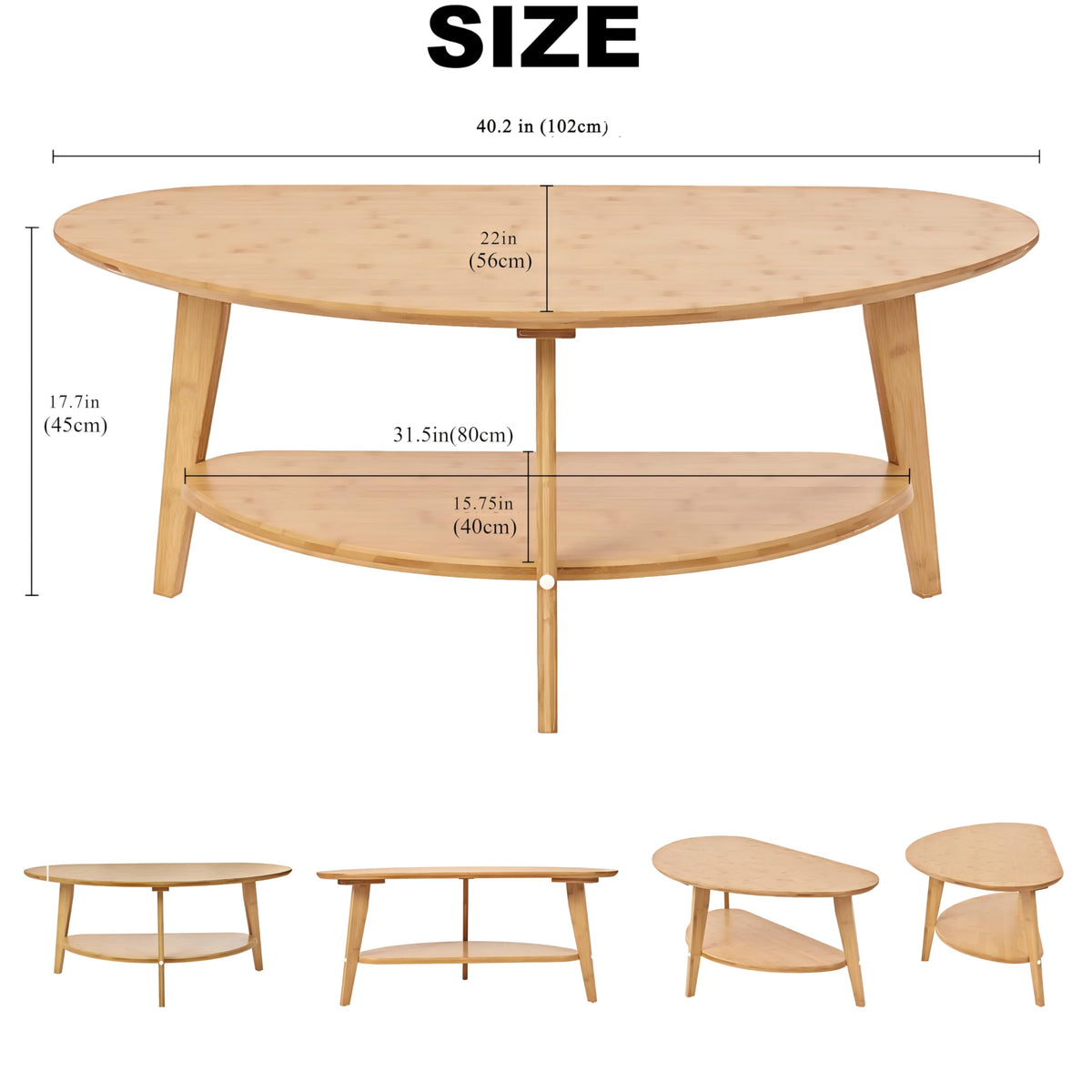 NAVREX Coffee Table, Oval Coffee Tables for Living Room, 100% Solid Wood Coffee Tables, 40.2" Round Center Table for Bedroom Reception Office, Mid Century Modern Coffee Table, Easy Assembly
