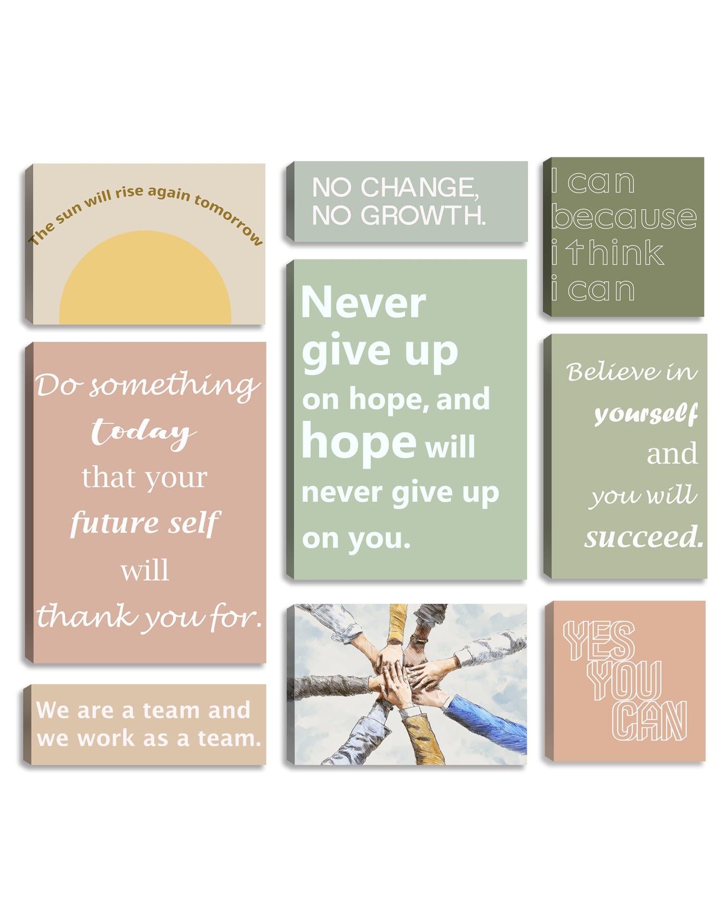 9-Pieces Framed Canvas Set Motivational Wall Decor Office Inspirational Wall Art Motivational Quotes Posters Positive Affirmation Office Wall Decor Office Wall Art Living Room Bedroom Prints Artwork