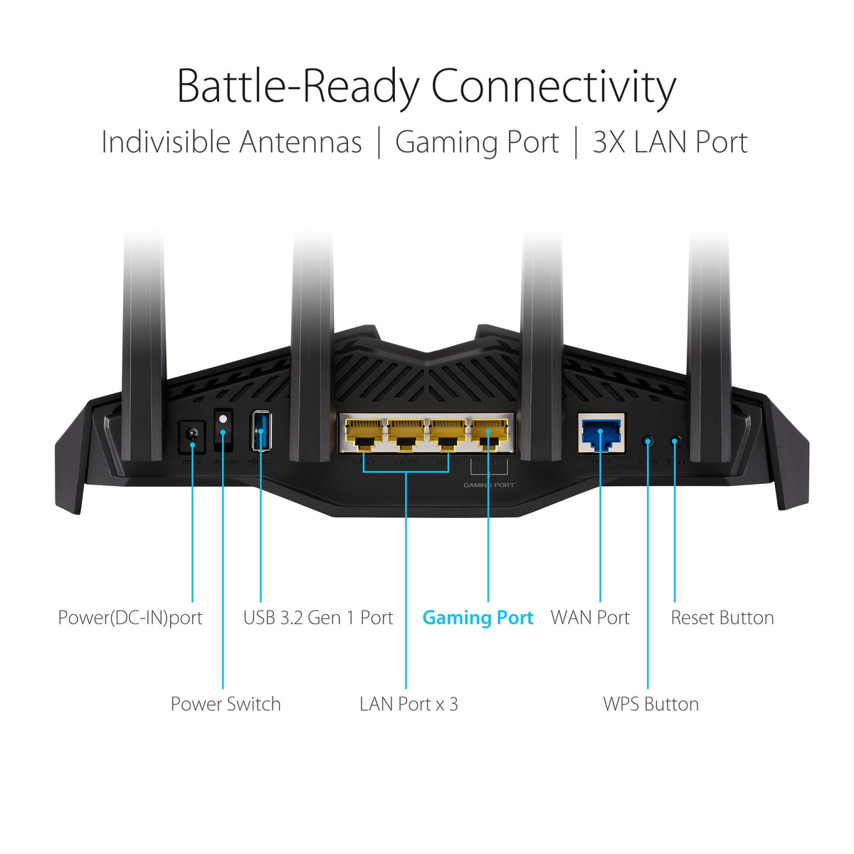 ASUS RT-AX82U AX5400 Dual-Band WiFi 6 Gaming Router, Game Acceleration, Mesh Support, Dedicated Port, Mobile Boost, MU-MIMO, Aura RGB (Renewed)