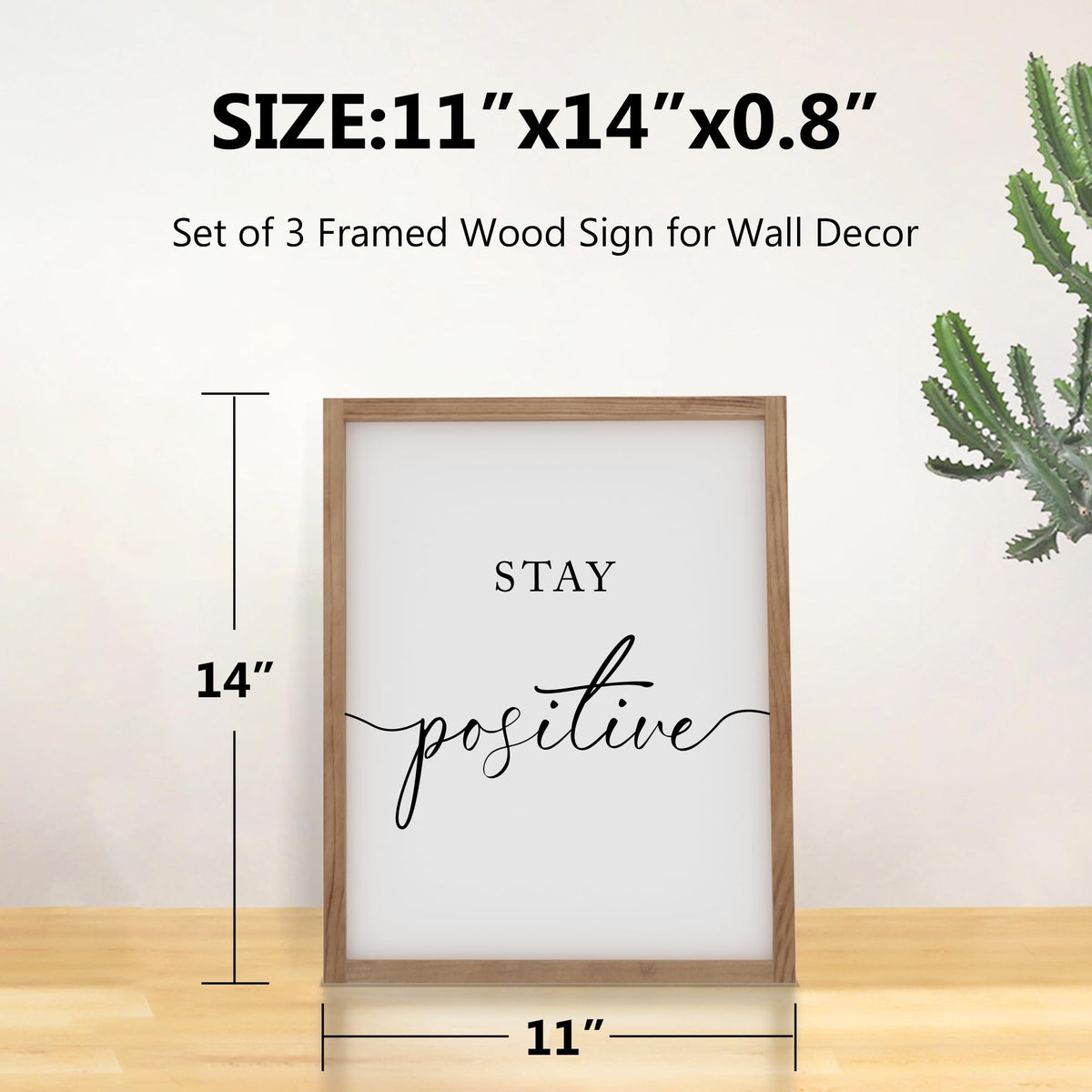 Heiple Motivational Wall Art 11"x14" Framed Wooden Inspirational Office Wall Decor for Men Picture Poster Positive Work Hard Quote Wall Decor for Home Office Bedroom (Brown, 11”x14”)