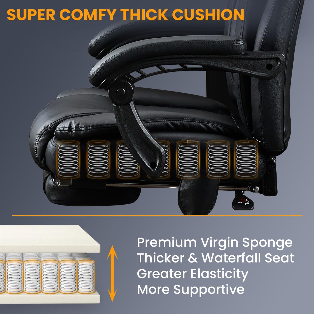 6 Points Vibration & Heat Massage Office Chair with Foot Rest,500lbs Big and Tall Office Chairs,Ergonomic Reclining Desk Chair for Home Office,Gaming