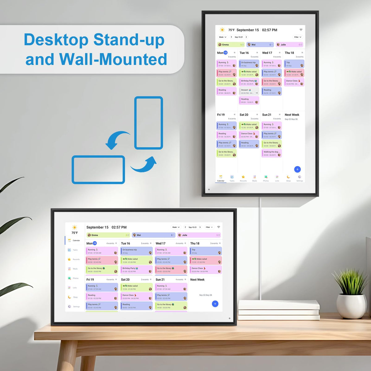 BQQJDD 15.6 Inch Digital Calendar&Chore Chart, 1920 * 1080P Full HD Touchscreen Interactive Display Smart Family Planner, Wall and Desk Mountable, Gifts for Women Men, Gifts for Mom