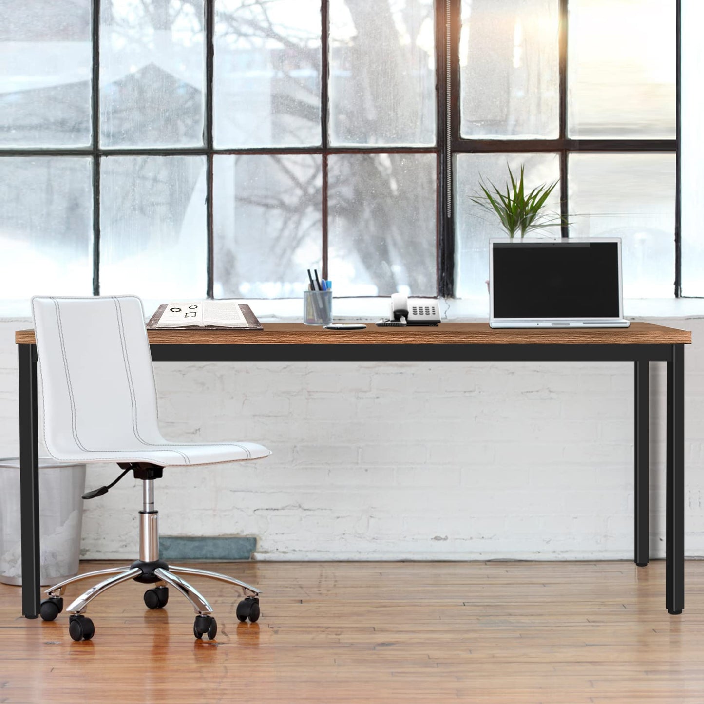 BEST BOARD Modern Simple Style Computer Desk Standing Table 60 × 30 Inches Large Office Desk Computer Table Study Writing Desk Workstation for Home Office Black Metal Frame