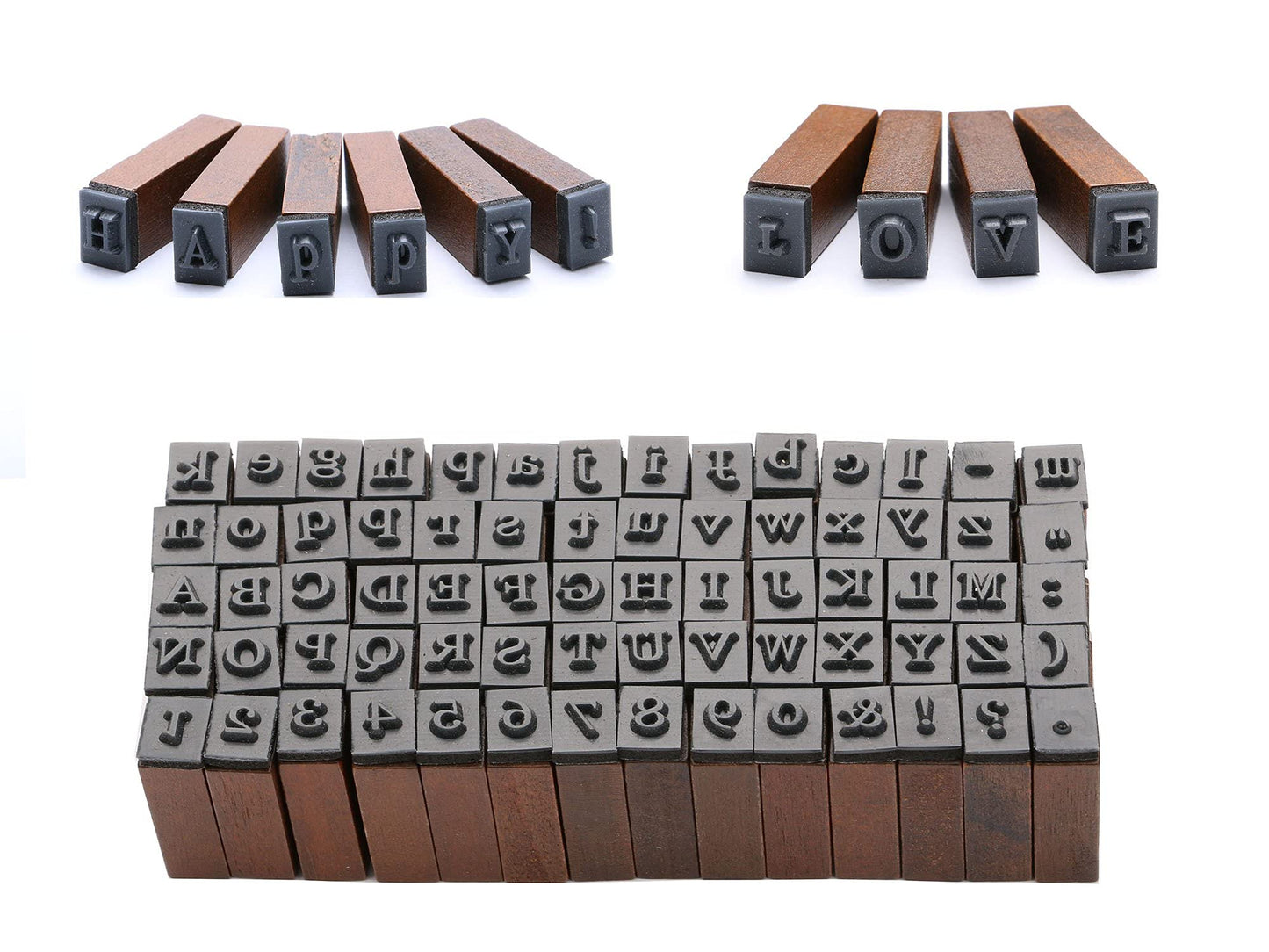 Rubber Stamp Letters Alphabets, Dedoot 70 pcs Alphabet Mini Stamps for Pottery Vintage Wooden Number and Letter Symbol for Clay Crafts, Card Making, Kids Painting