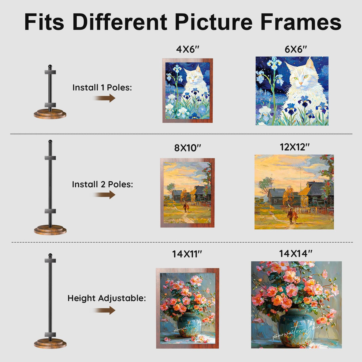 Adjustable Tabletop Easel Stand, Picture Easels for Display to 29" H, Picture Easels for Display, Black Easel, Picture Frame Stand, Adjustable Art Easel