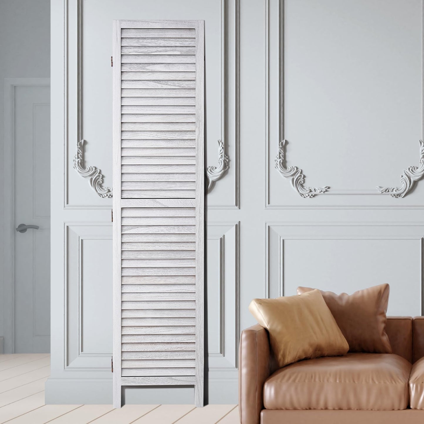 VEVOR Wood Room Divider, 8 Panel Wood Folding Privacy Screen, 66.9 Inches Tall Indoor Louvered Wooden Partition, Portable Decoration Screen, for Room Separation, Home, Office, Restaurant & Bedroom