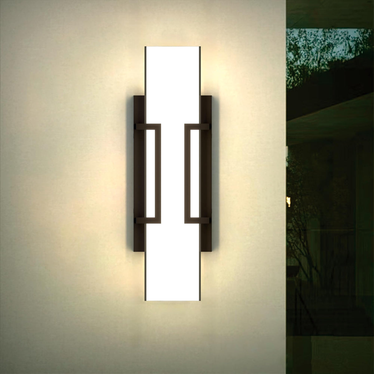 Hyunbae LED Wall Sconce Lights, 16" Modern Outdoor Light Fixture Wall Mount, Waterproof Porch Lamp for Outside, 3000K LED Exterior Lighting with White Glass for House Patio Front Porch Garage Entryway