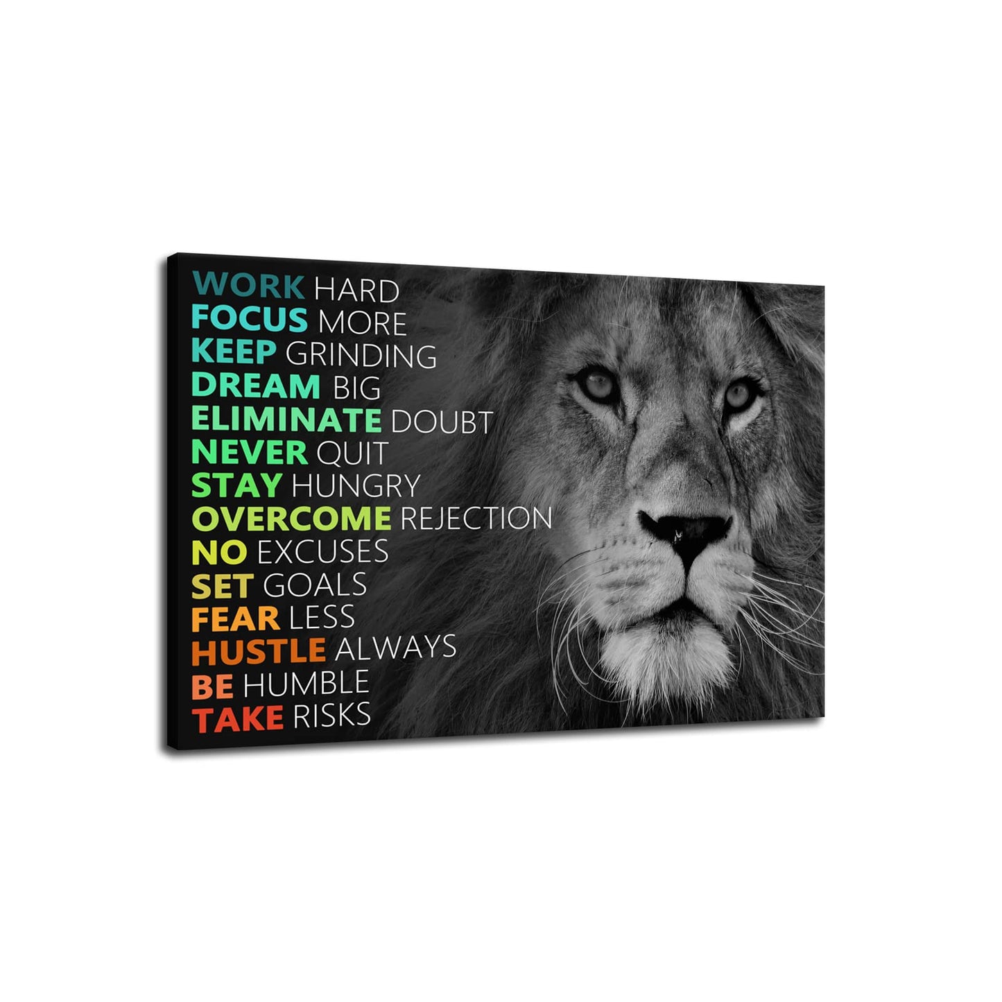 Motivational Poster Animal Inspirational Canvas Wall Art Lion Inspiring Canvas Prints Artwork for Office Living Room Modern Home Decor Painting Stretched and Framed Ready to Hang [18''Wx 12''H]
