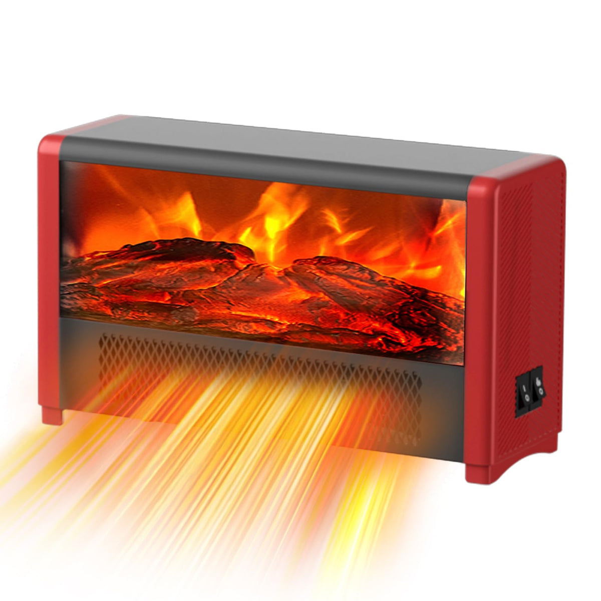 Pxonmow Small Space Heater with Realistic Flame Effect,600W Portable Mini Electric Desk Heater for Indoor Use,Fast Heating for Office,Bedroom,Study Room with Overheating & 45° Tip-Over Protection(Red)