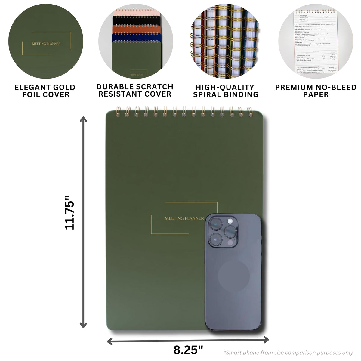 Merely Home | Meeting Notebook for Work | 8.25" x 11.75" | Project Planner | Simple Design | Multiple Layouts | Office and Business Planner (Pink, Meeting Planner - Portrait)