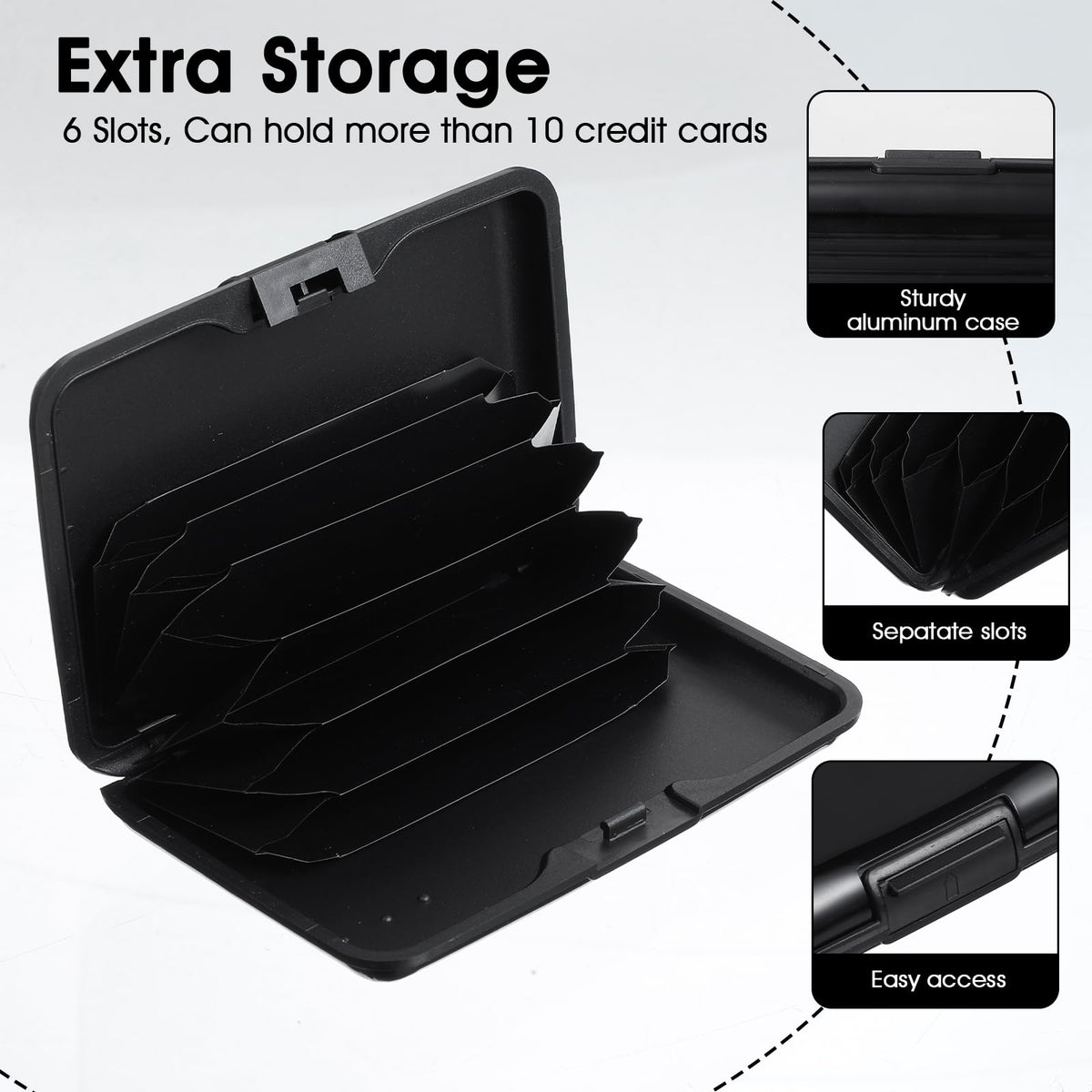 Douaowoc 12 Pcs Black Aluminum Wallet Credit Cards Holder Bulk Blocking Credit Cards Holder Mini Slim Aluminum Wallet Metal Business Card Case Credits Wallets Protector ID Hard Case