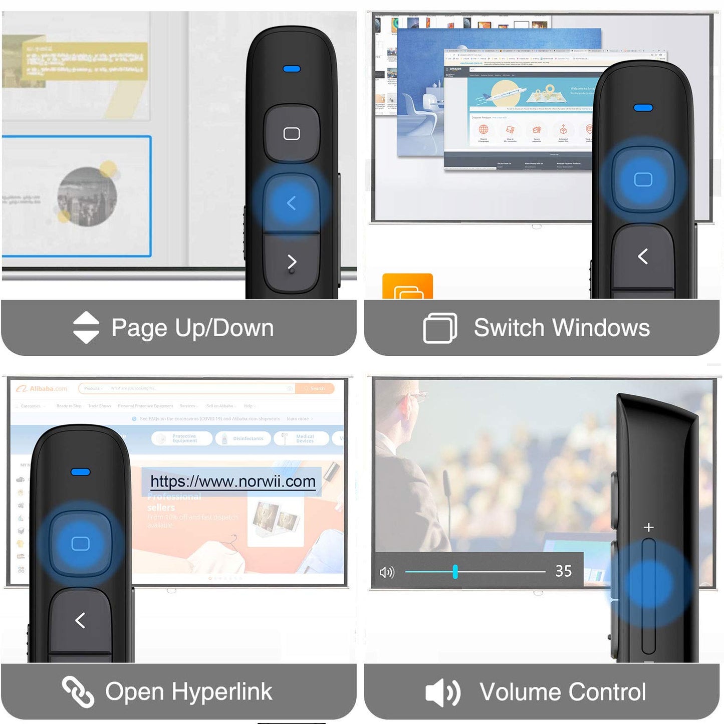 Presentation Clicker, Clicker for PowerPoint Presentations, PowerPoint Clicker with Pointer for Presentations, Pointer Clicker Presentation Remote (Black)