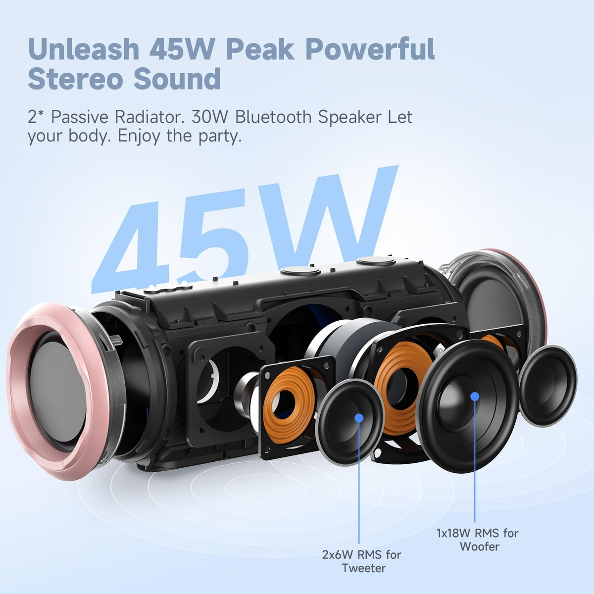 TAZATA Bluetooth Speaker,30W Portable Wireless Speaker with TWS,IPX7 Waterproof, 8H Playtime, LED Lights,for Pool/Beach/Shower, Birthday Gift, Valentines Day Gifts