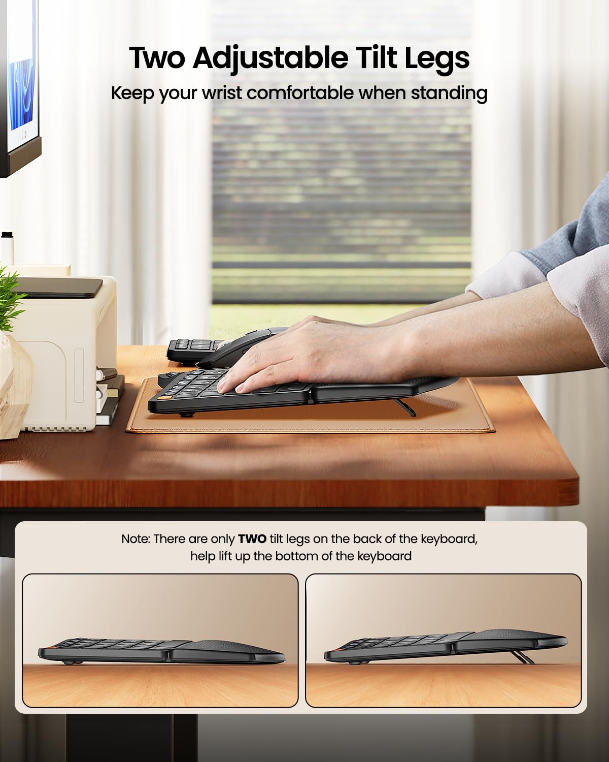 ProtoArc Ergonomic Keyboard Mouse, EKM04 2.4GHz USB Wireless Ergo Keyboard Mouse Combo with Separate Numeric Keypad, Split Design, Hard Wrist Rest, Rechargeable, for Windows Desktop/PC/Laptop