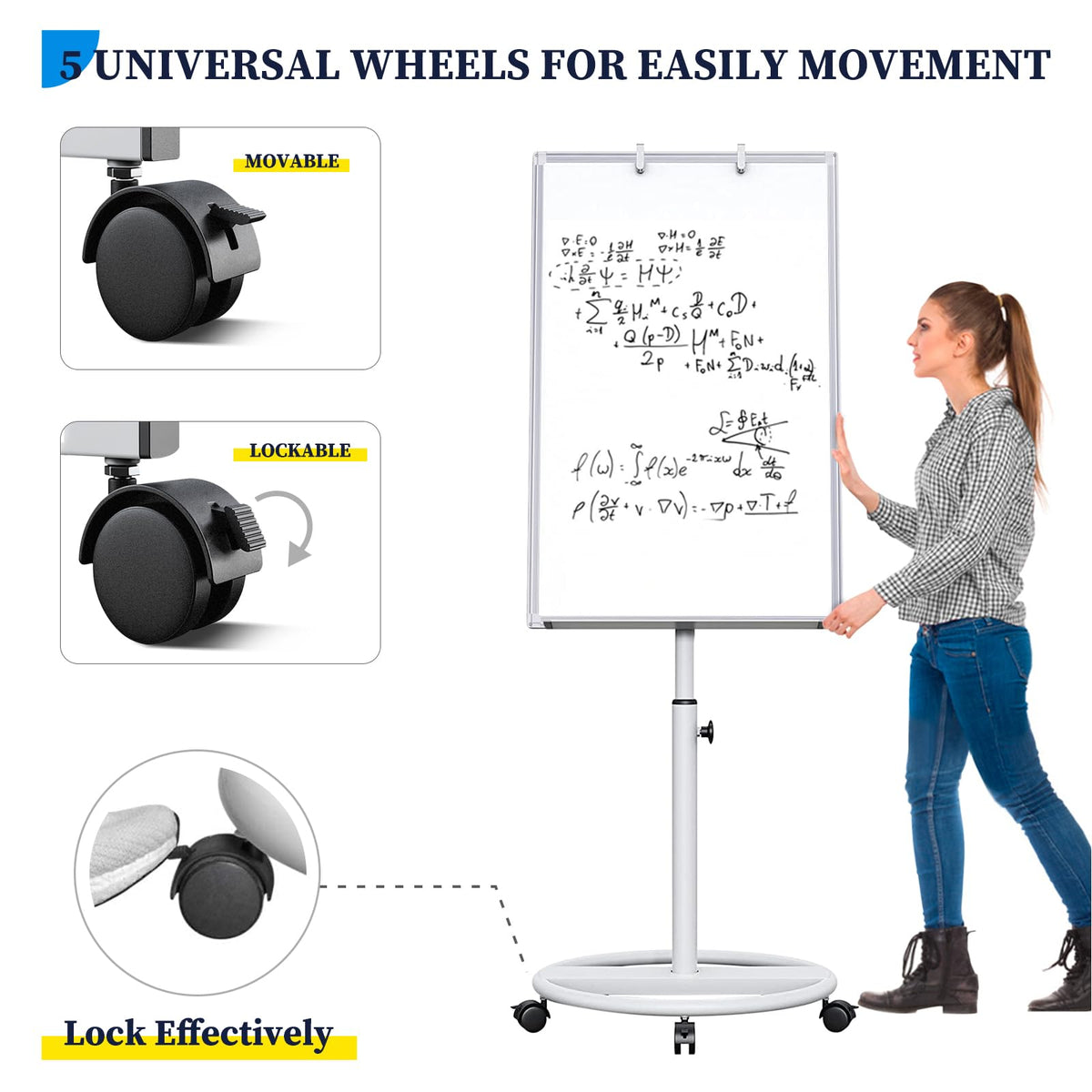 Mobile Whiteboard – 36 x 24 inches Portable Magnetic Dry Erase Board, 3' x 2' Stand Easel White Board Dry Erase Easel Standing Board with Flipchart Hooks