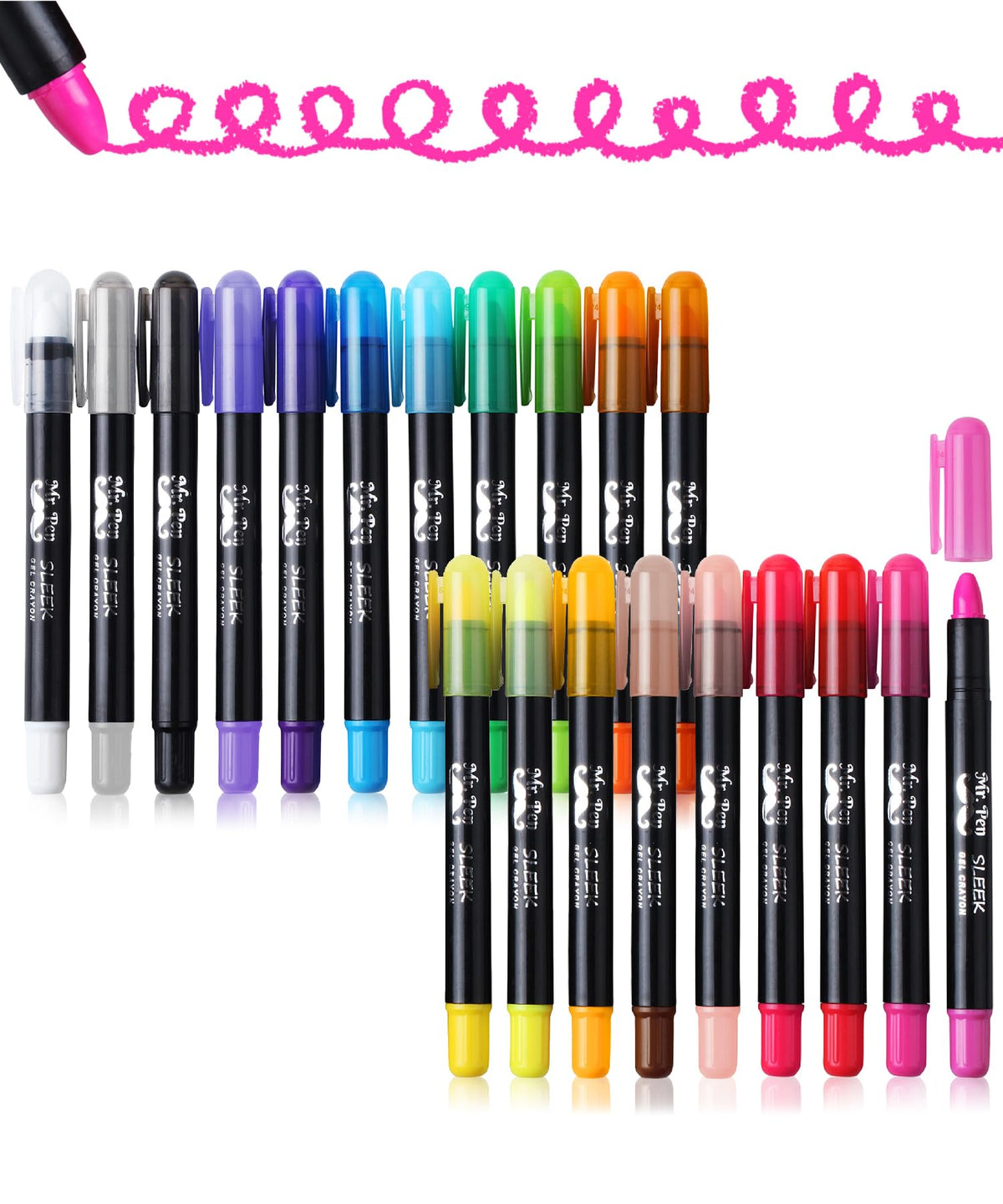 Mr. Pen- Gel Crayons, 20 Pack, Twistable, Non-Toxic, Coloring Crayons for Kids & Adults, Smooth Drawing Sticks for Art, Blending, Crafts & Creative Projects