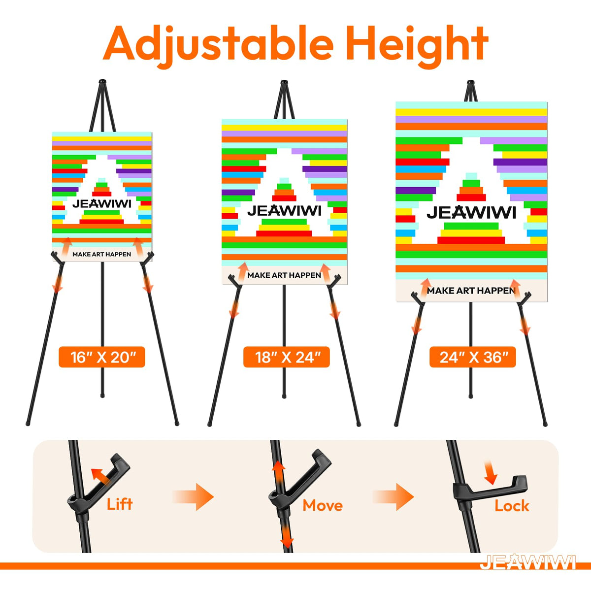 JEAWIWI 8PCS Black Easel Stand for Wedding Sign Stand, 66 Inch Portable Picture Stands for Display, Tripod Artist Easel for Painting, Floor Wedding Welcome Sign Stand, Metal Easel with Portable Bags