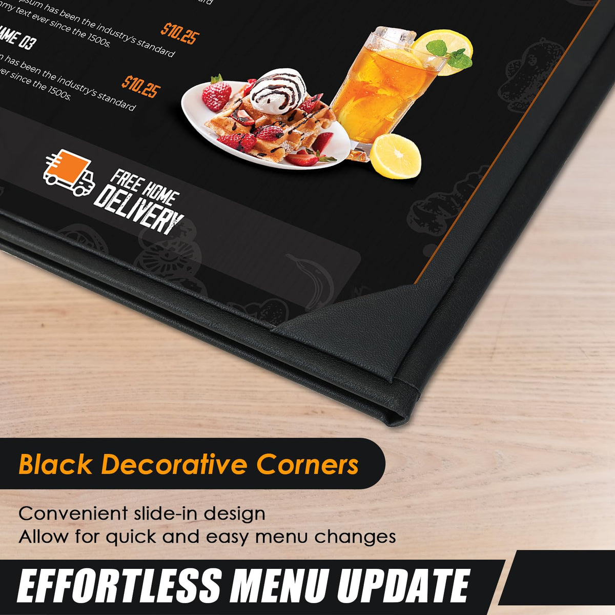 NATGAI Restaurant Menu Covers 8.5" x 11", 10 Packs PU Leather Menu Holders, Waterproof Double View Restaurant Menu Holders, Fit for Letter Size Restaurant Bar Cafe Hotel (2 View, 8.5"×11")