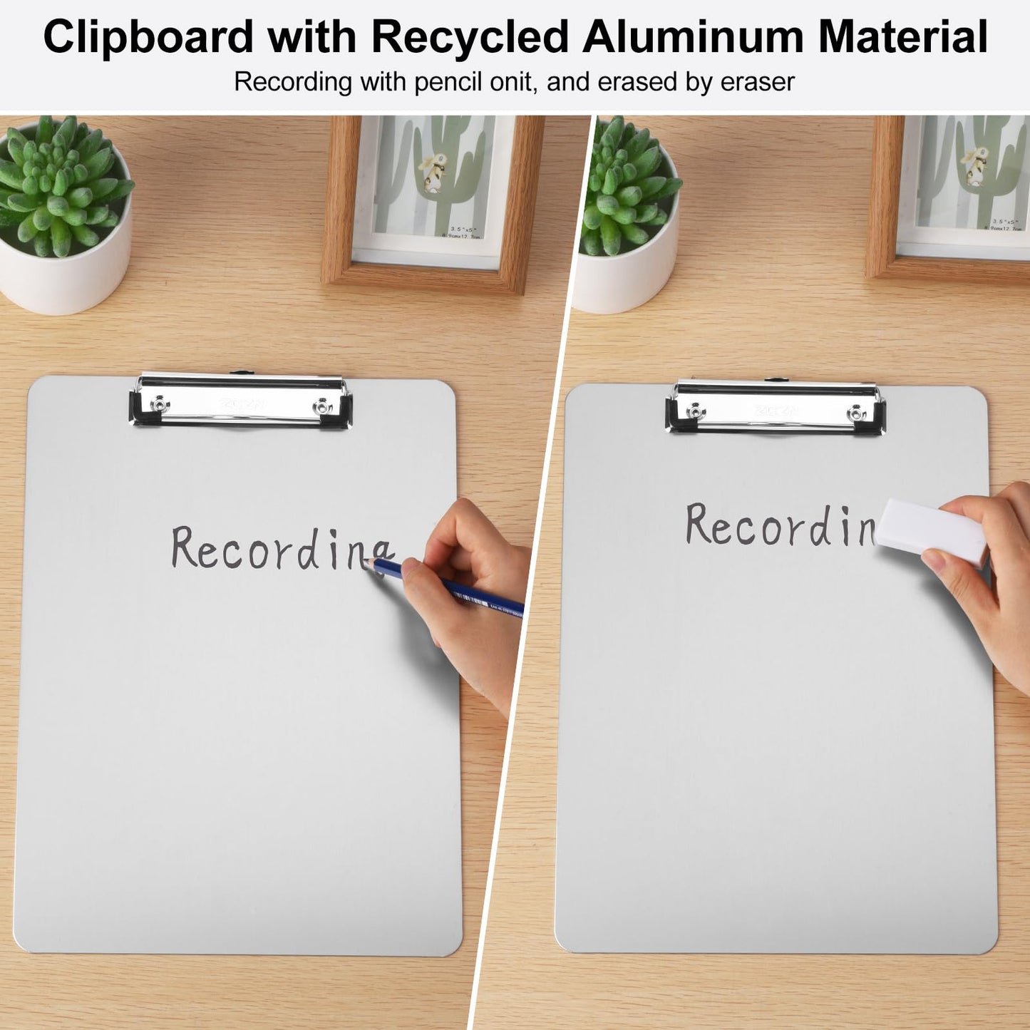 ZCZN Metal Clipboards, 10 Pack Heavy Duty Aluminum Clipboards 12 x 9 Inches, A4 Letter Sizer Document Holder with Low Profile Clip, Suitable for School, Office, Jobsite or Medical Staff, Silver