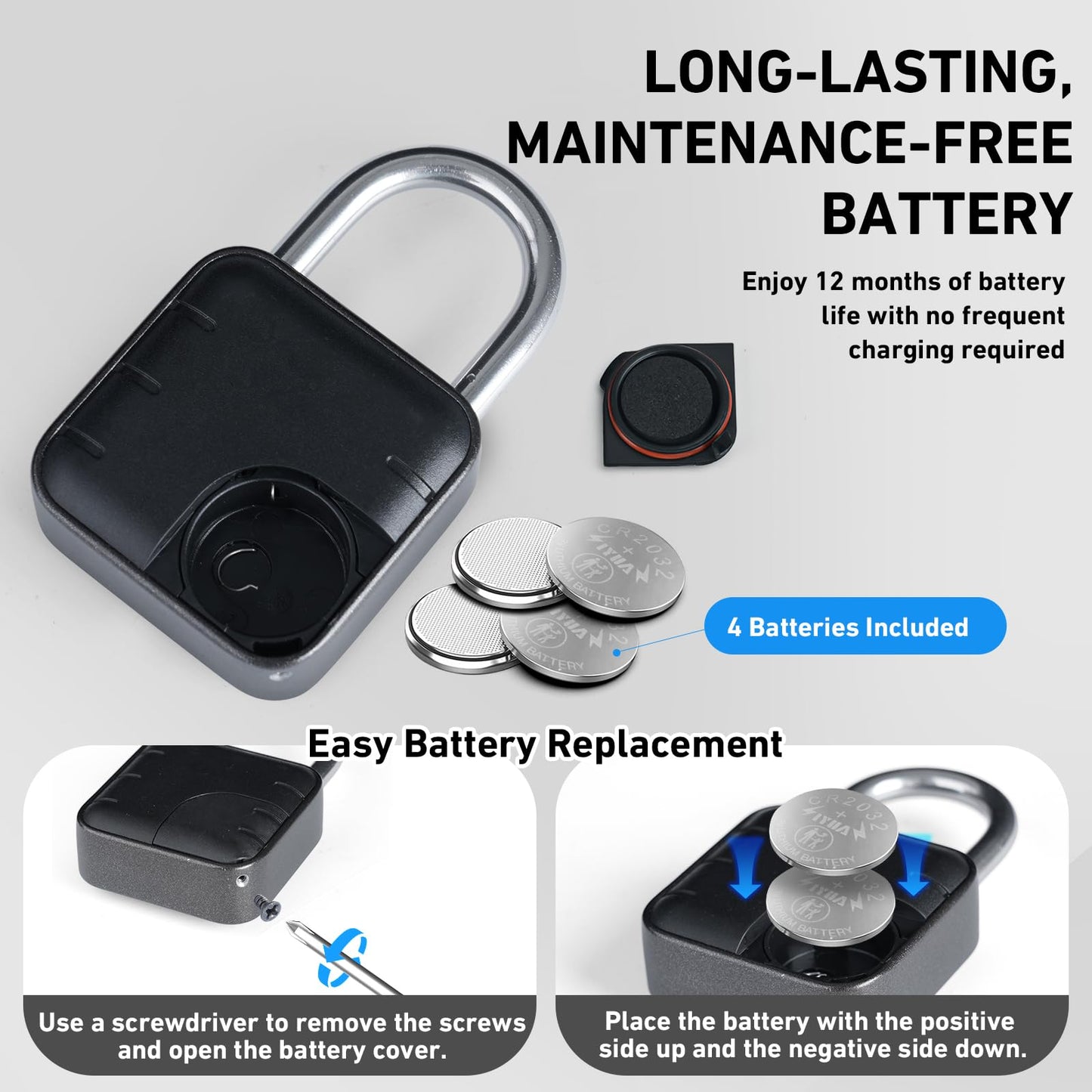 Auntyfey Smart Combination Lock for Locker, Digital Padlock for Gym Locker Lock with APP, 6 Digit Combination Lock, Waterproof Outdoor Gate Lock Padlock for School, Gym, Fence, Travel