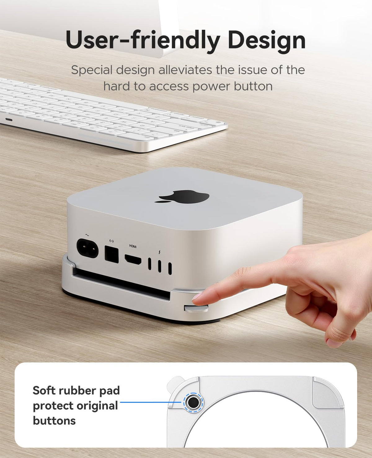 ORICO Stackable Mac mini Stand - Modular Interlocking Design, 360° Ventilation & Premium ABS Silver Finish, Space-Saving Stand for M4 or M4 Pro Mac mini-ST02