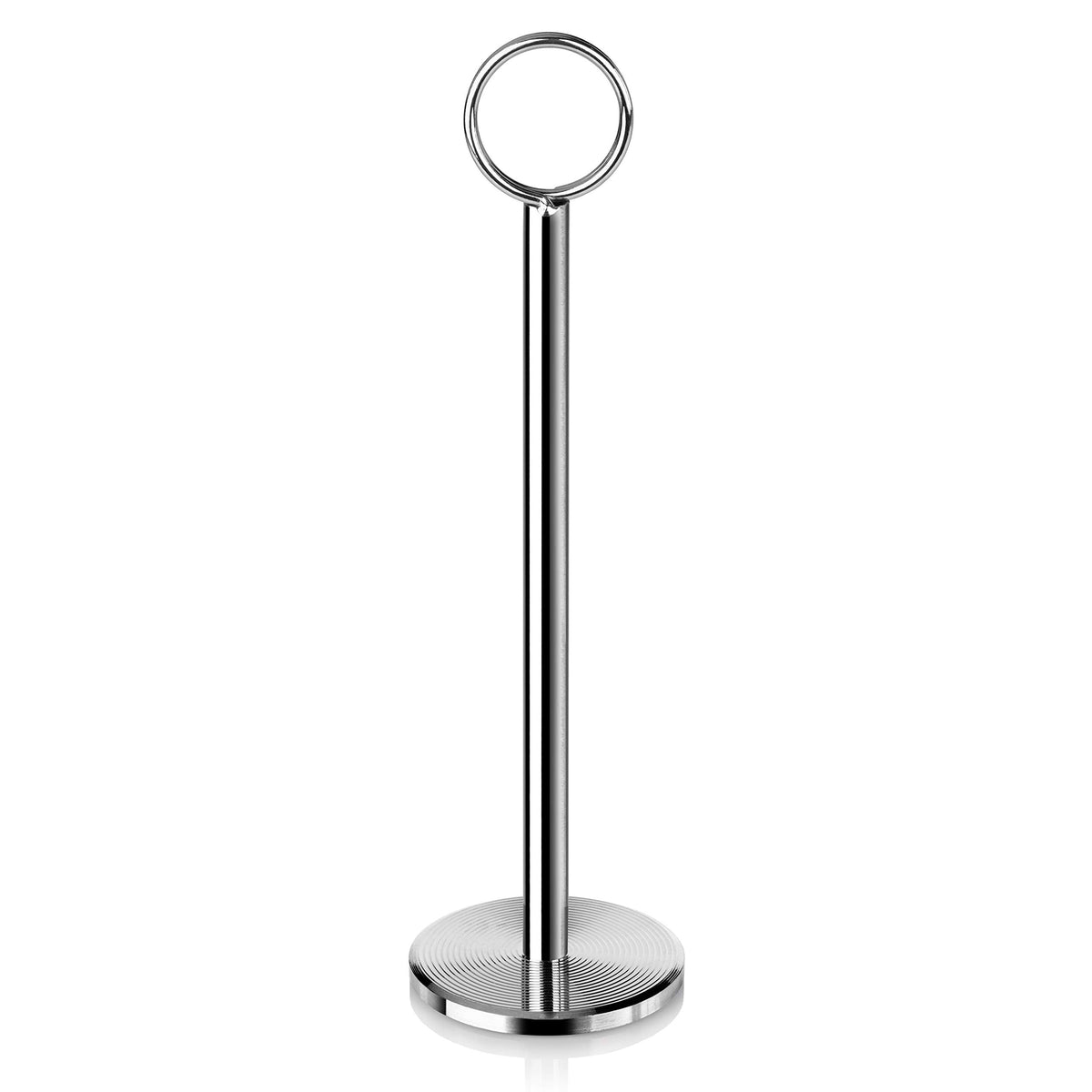 New Star Foodservice Ring-Clip Table Number Holder / Place Card Stand, 8 Inch, Silver, Set of 12