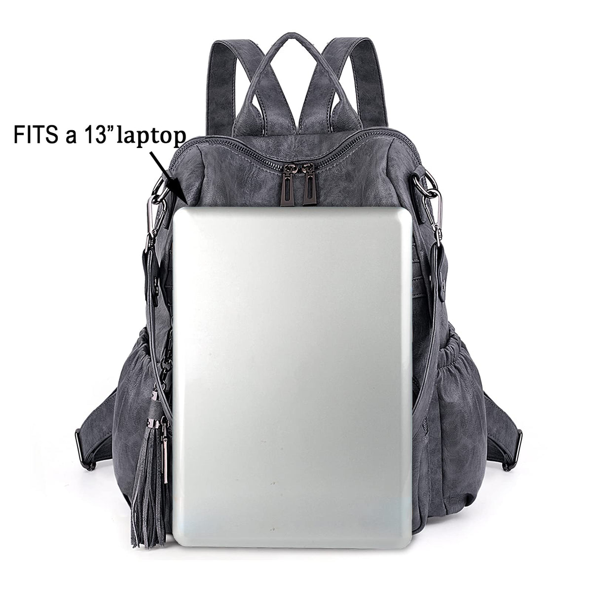 UTO Women Backpack Purse Leather Vegan Ladies Fashion Designer Rucksack Convertible Travel Shoulder Bag with Tassel