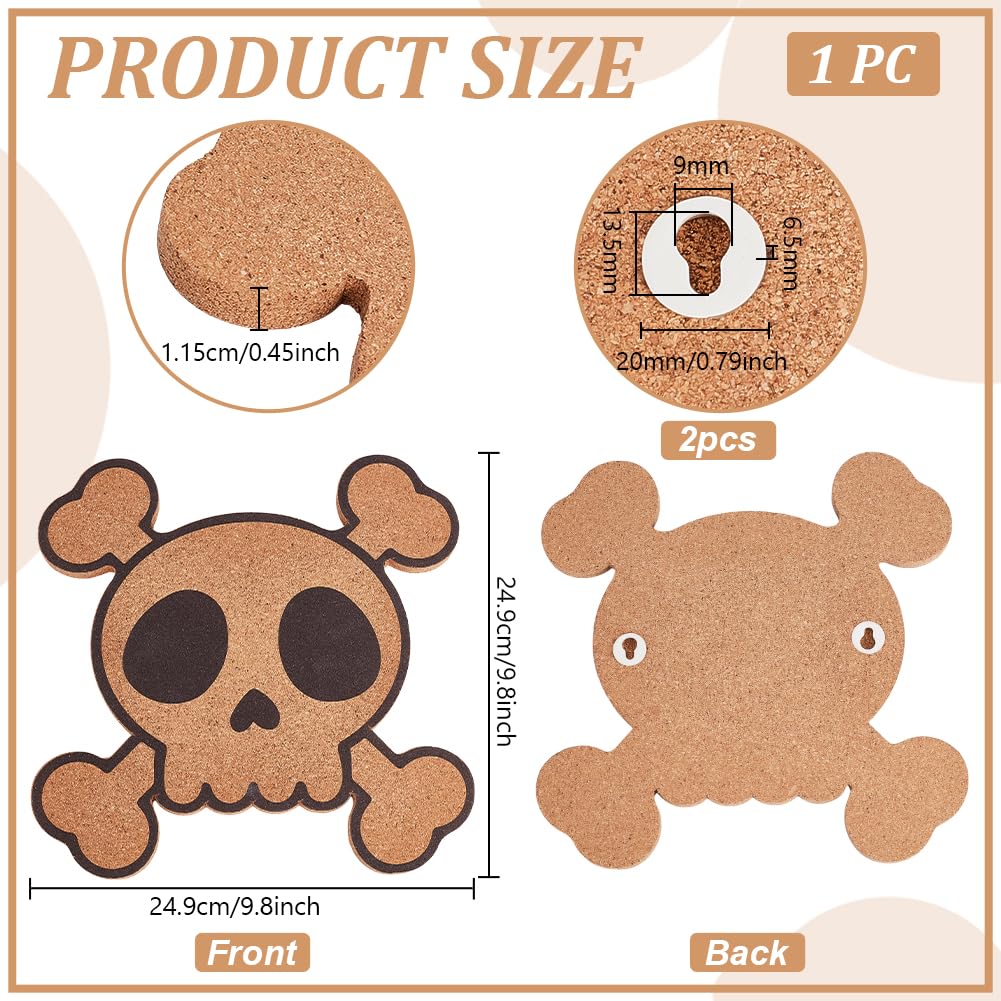 BENECREAT Skull Pin Board Skeleton Cork Board, Bulletin Display Board Wall Mounted Cork Board for Brooch Pin Storage, Office Home Festival Decor, 9.8x0.45inch