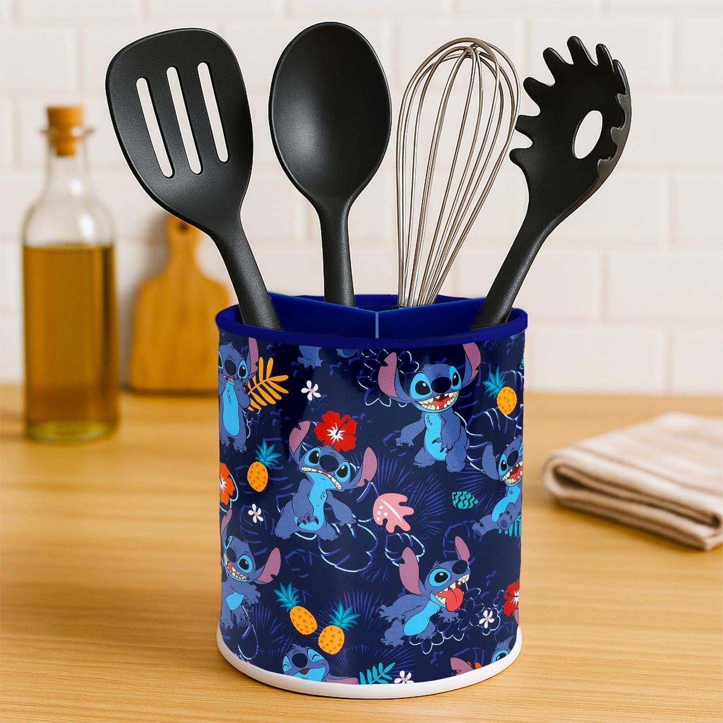 Disney Stitch Utensil Holder Set - Bundle with 6.5" Kitchen Organizer Plus Stickers | Lilo and Stitch Kitchen Utensil Holder Decor Pack