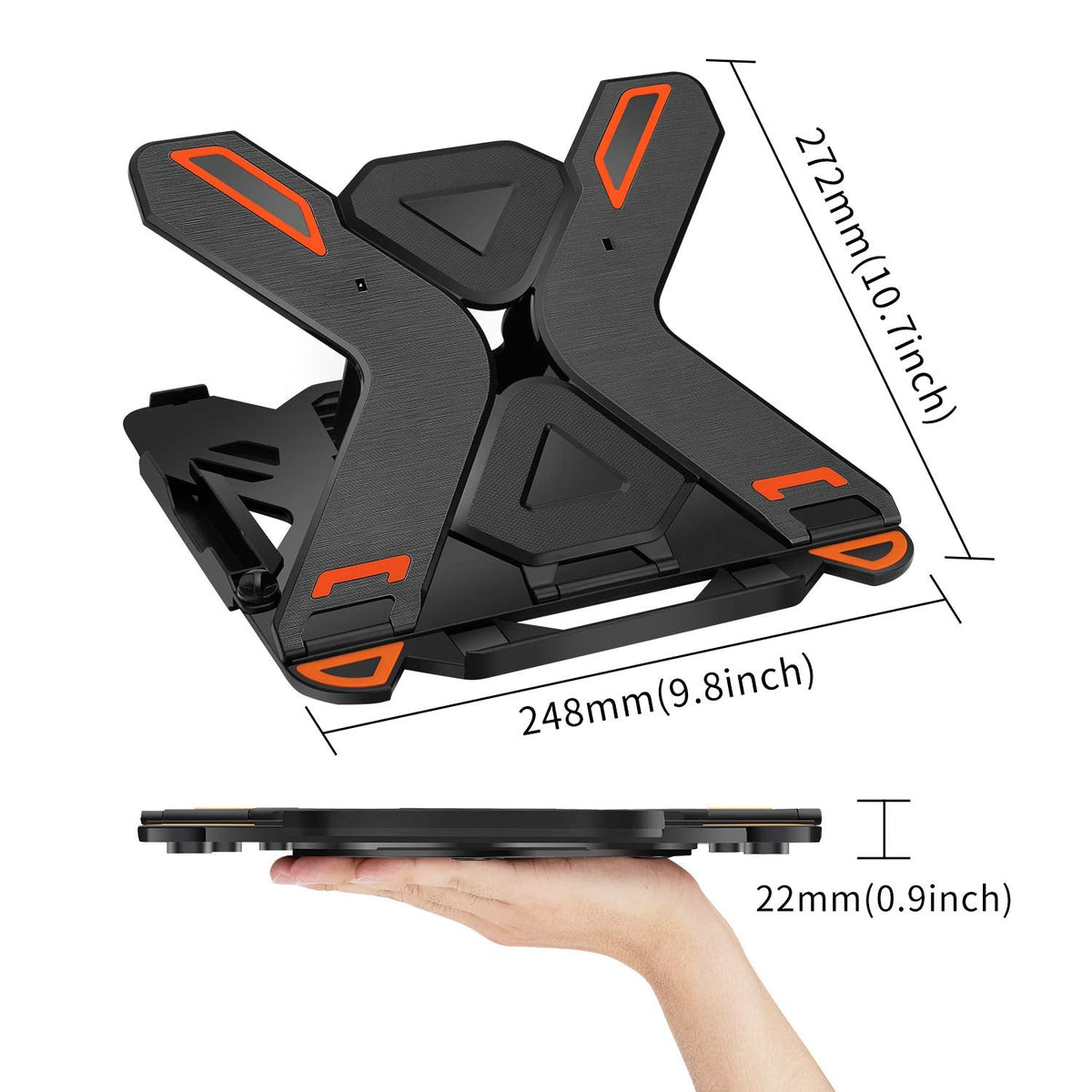 Ergonomic Adjustable Laptop Stand for Desk with Phone Holder & 360° Rotation - Foldable Portable Stand for 10-17" Laptops, MacBook Pro 16", Gaming Laptops, Tablets | Heavy-Duty & Ventilated Design