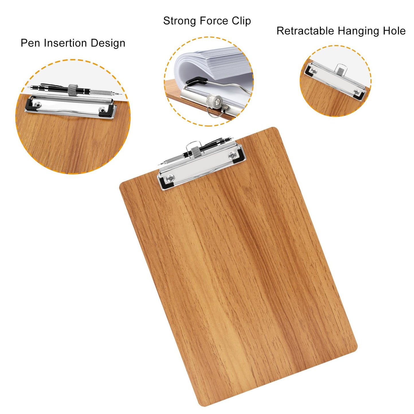 URbantin A5 Wooden Clipboard,10 Pack Wood Clipboard Holders with Pen Holder and Hanging Hole,Clipboards Clip Board
