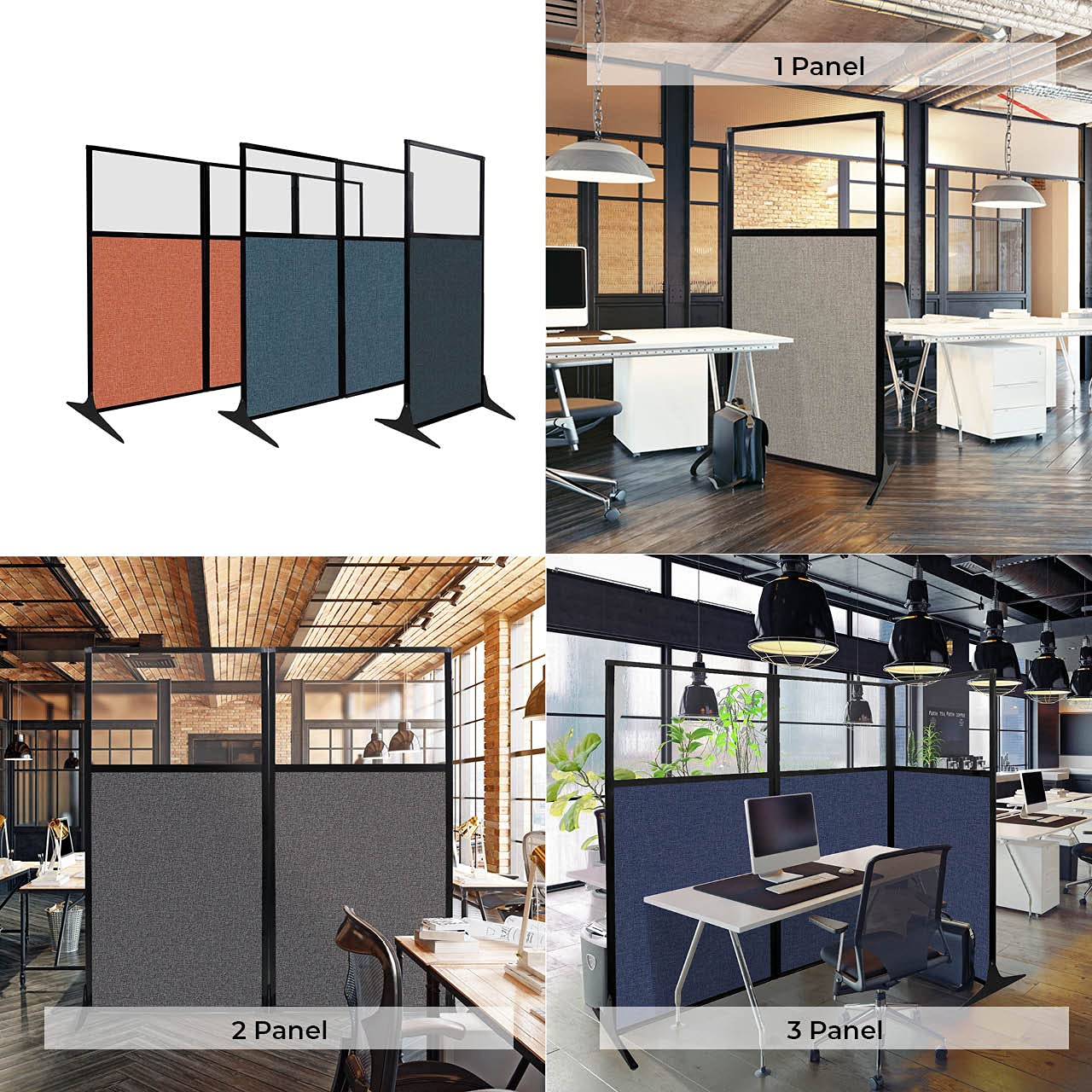 Versare Workstation Partition | Portable Wall Divider | Modern Office Cubicle | Free Standing Privacy Screen | Flexible Work Space | 99" x 70" Cloud Gray Fabric Panels