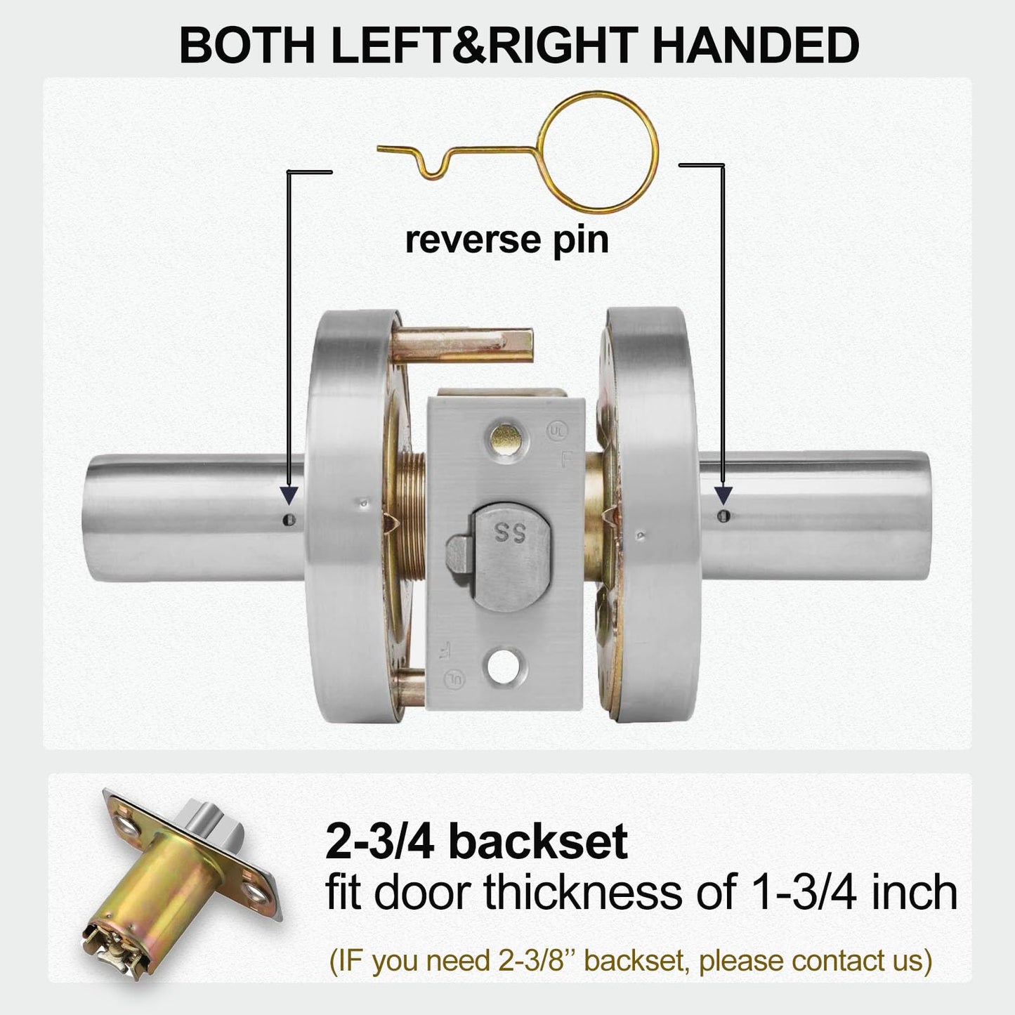 HISAFE Keyed Entry Grade 2 Commercial Door Locks Heavy Duty Office Door Lever, Non-Handed, UL 3 Hour Fire Rated, ADA Compliant, Satin Chrome Finish 26D, 2-3/4''Backset X-XG-ET-70