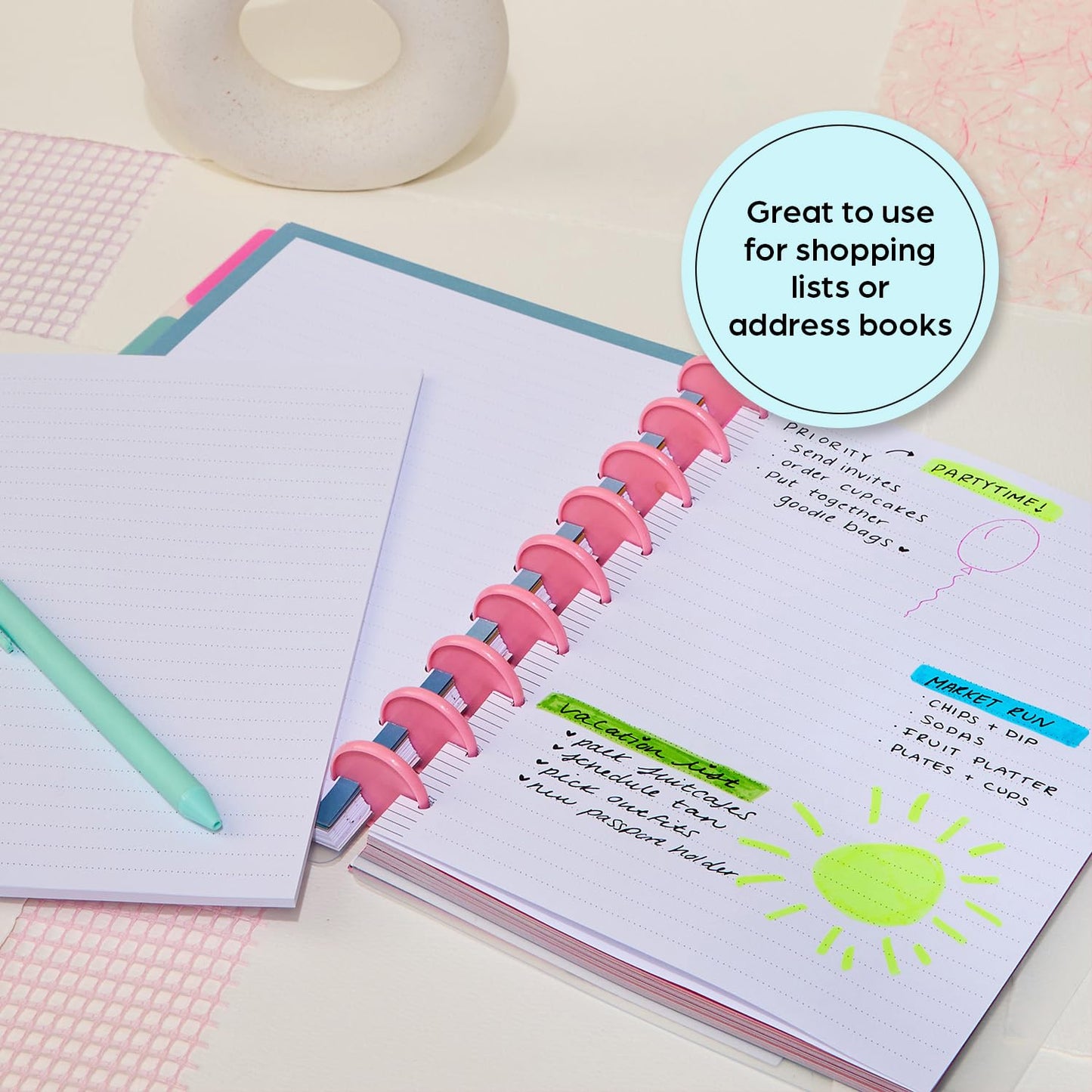 Happy Planner Refill Paper for Planners and Journals, Neutral Daily Notebook Planner Paper, Classic Size, 100 Sheets, 7" x 9 3/4"