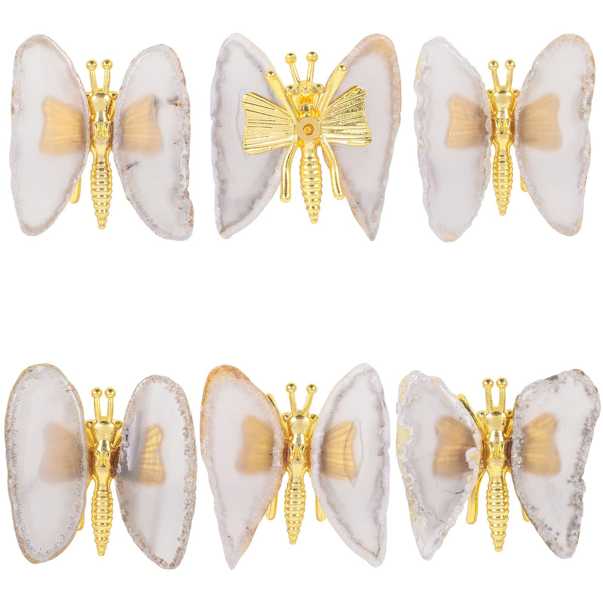 Rockcloud 10 Pcs Agate Light Table Slices Healing Crystals Geode Stones, Set of 2 Agate Slices Butterfly Decorative Ornament Butterfly Stand Figurine Collection for Home Office Desktop Decor