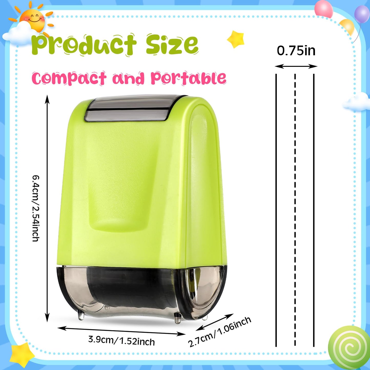 Affrolling 2 Pcs Roller Stamps for Teachers Dashed Handwriting Lines Practice with 2 Black Ink Self Inking Line Rolling Stamps Supplies for Sentence Handwriting Practice, Green and Pink
