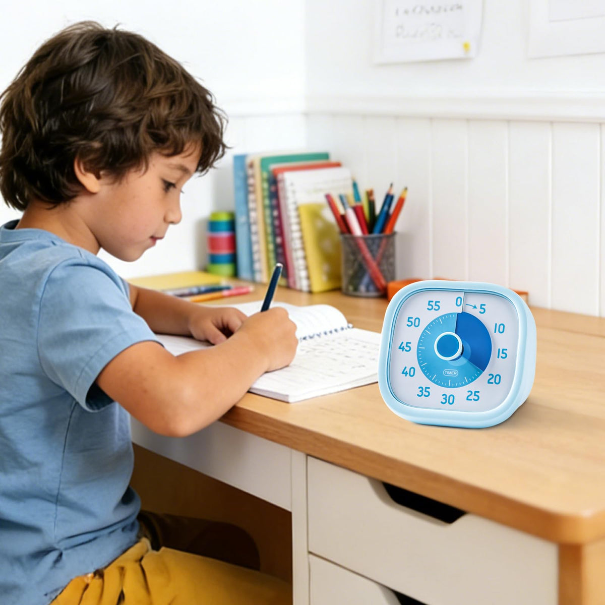 60 Minute Visual Timer for Kids, Countdown Clock with Silent or Ticking Sound, Easy Twist Dial for Classroom, Teachers, Students, Homework, Reading, ADHD Focus