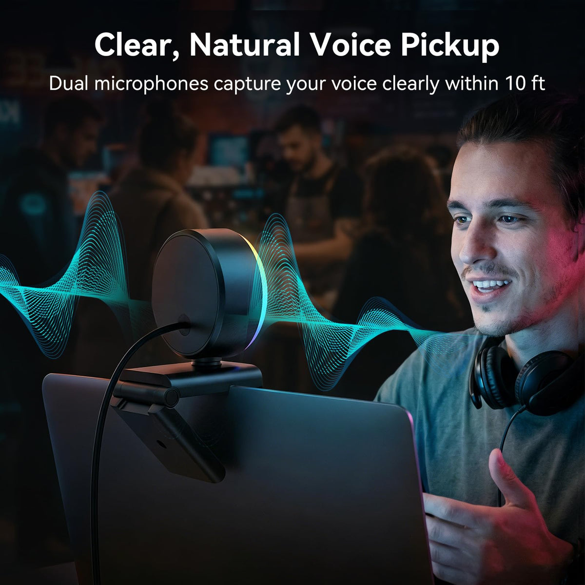 EMEET S600L 4K Webcam for Streaming with Ring Light, 4 Lighting Modes, Rainbow Effect, 1/2" Sensor, AI Imaging, 0.2S PDAF, 2 Mics, Dial Control, 4K Webcam with Light for OBS/Twitch/YouTube/Zoom/PC/Mac