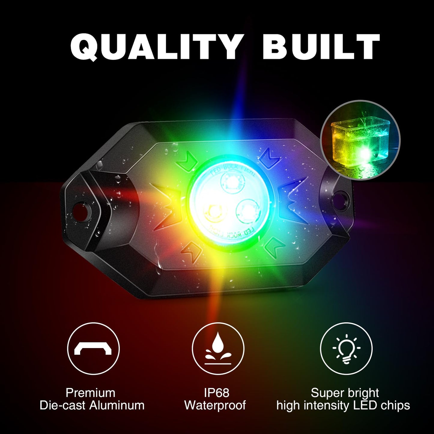 Nilight RGB LED Rock Lights Kit, 6 pods Underglow Multicolor Neon Pod with Bluetooth App Control Flashing Music Mode IP68 Exterior Wheel Well Light for Truck ATV UTV RZR SUV
