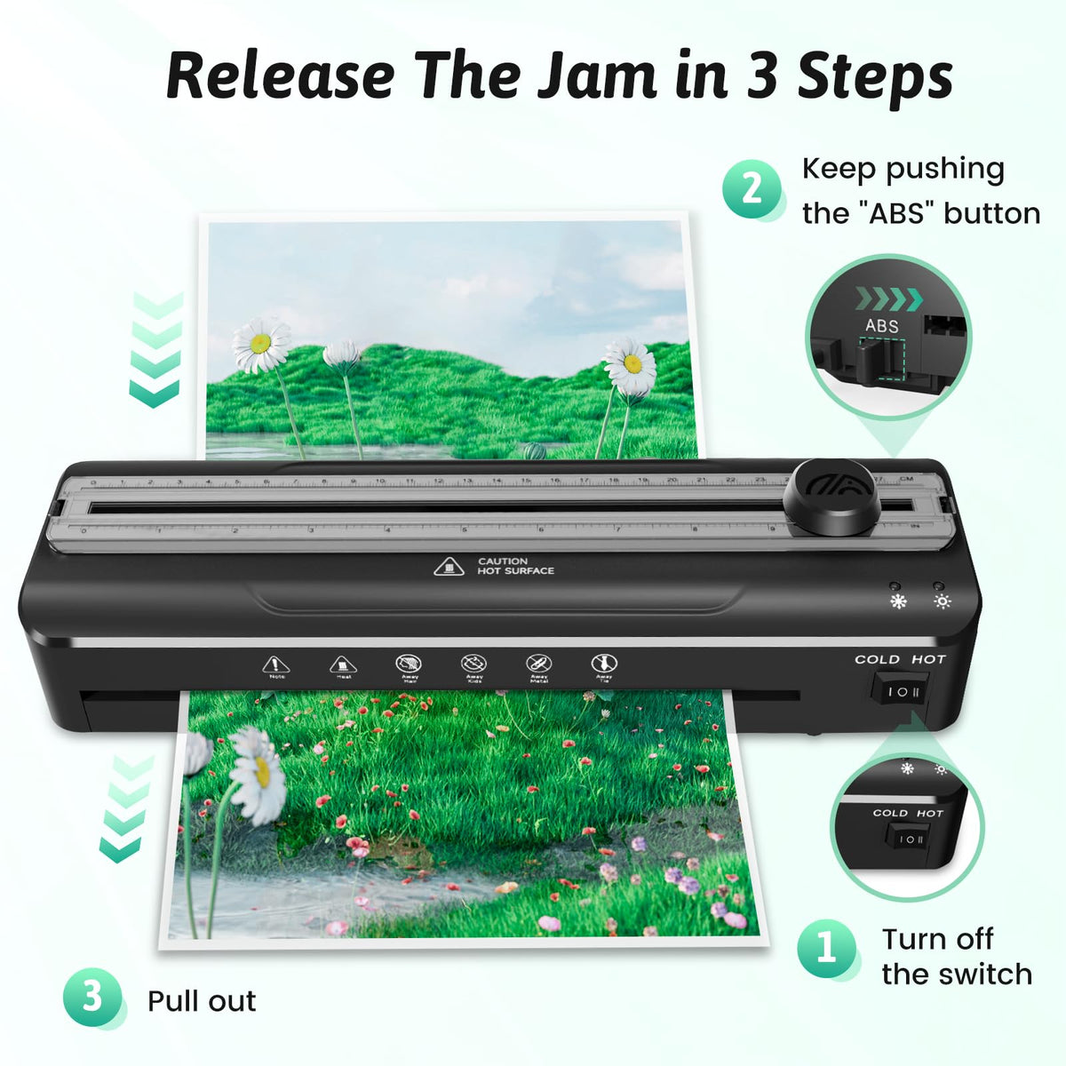 Laminator Machine 9 Inch Laminating Machine - A4 Cold Thermal Laminator Machine with Laminating Sheets, 8.5 x11 Personal Laminators for Teachers 90s Warm up, A4/A5/A6 Laminators for School Home