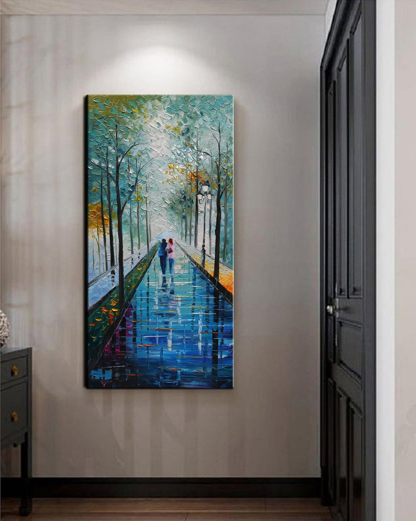 Tyed Art- 48x24inch Wall Art Landscape Oil Painting,Modern Textured Trees Abstract Wall Art Paintings,Wall Art for Living Room,Bedroom Office Wall Decor,Framed Canvas Wall Art